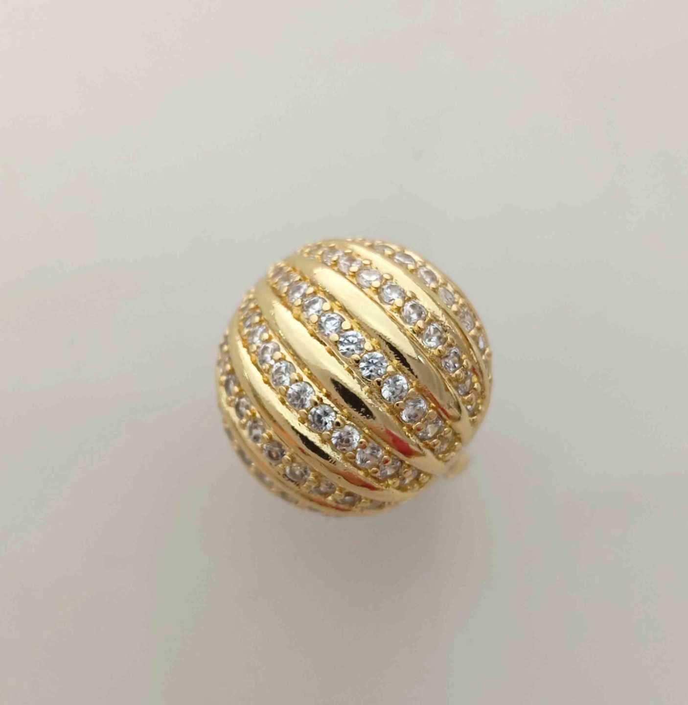 Anillo Bañado En Oro 5 Lineas Circones Ajustable