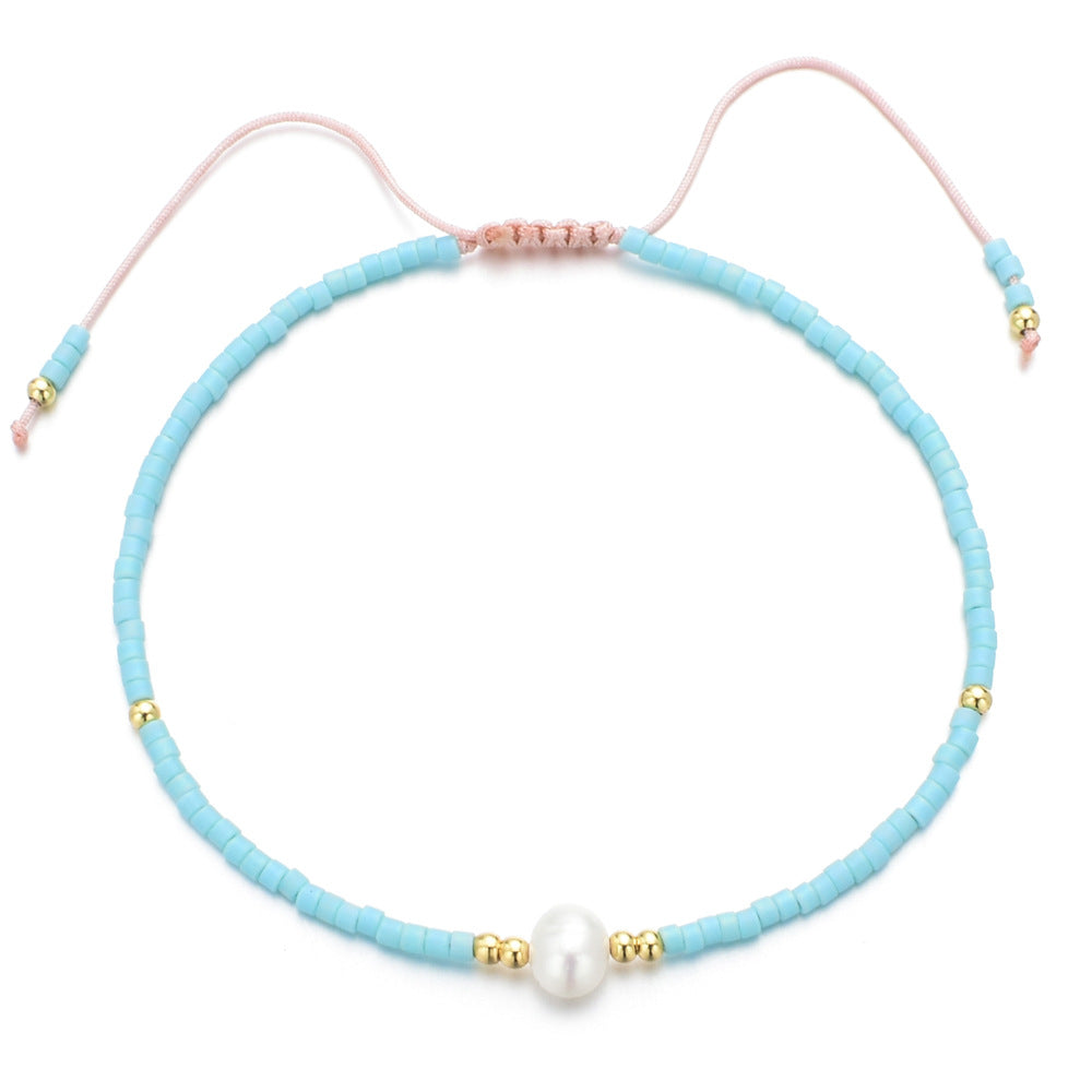 Pulsera Miyuki Celeste Y Perla Rio