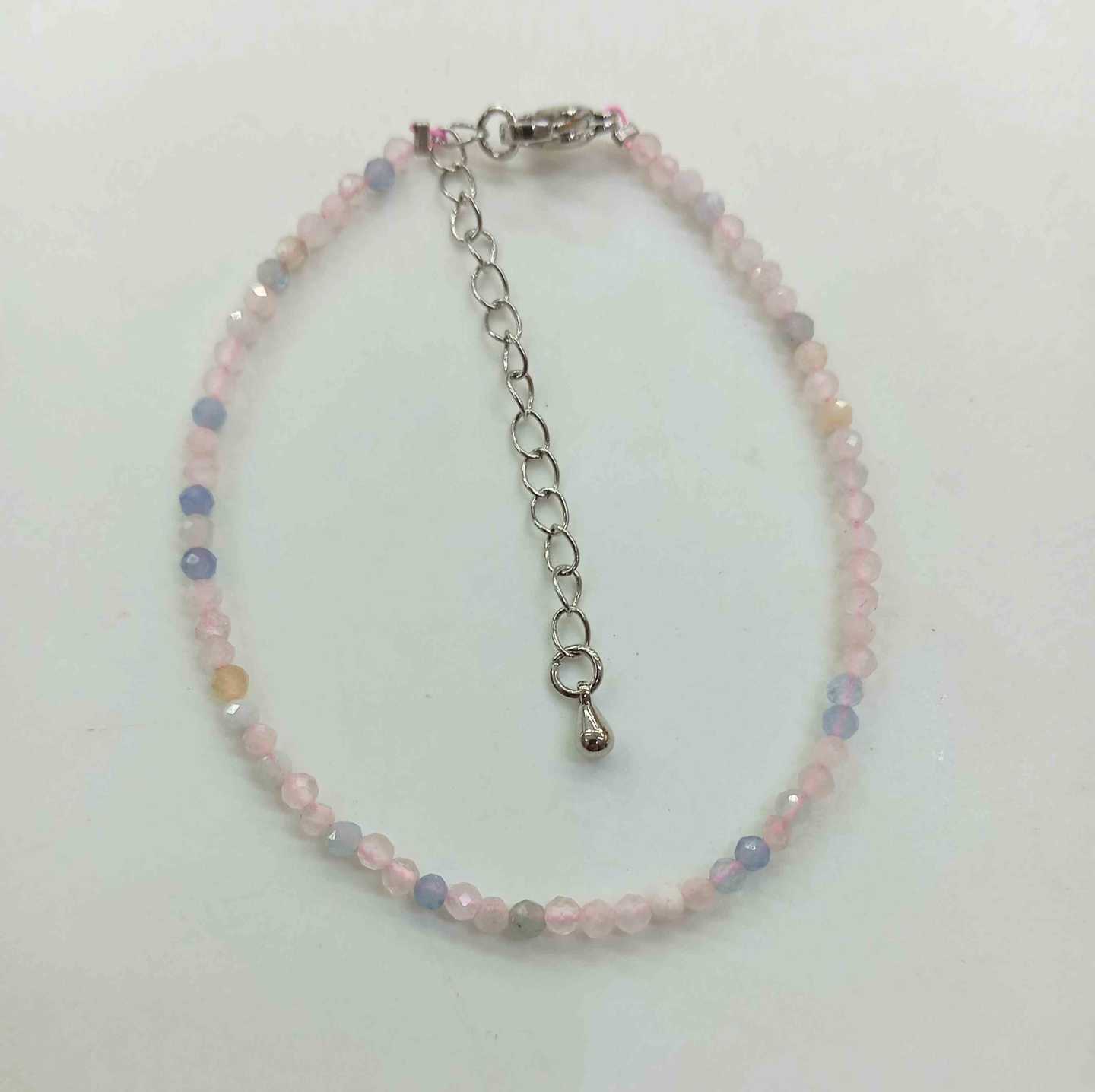 Pulsera Piedras morganita Bloch de Cobre Bañado En Plata