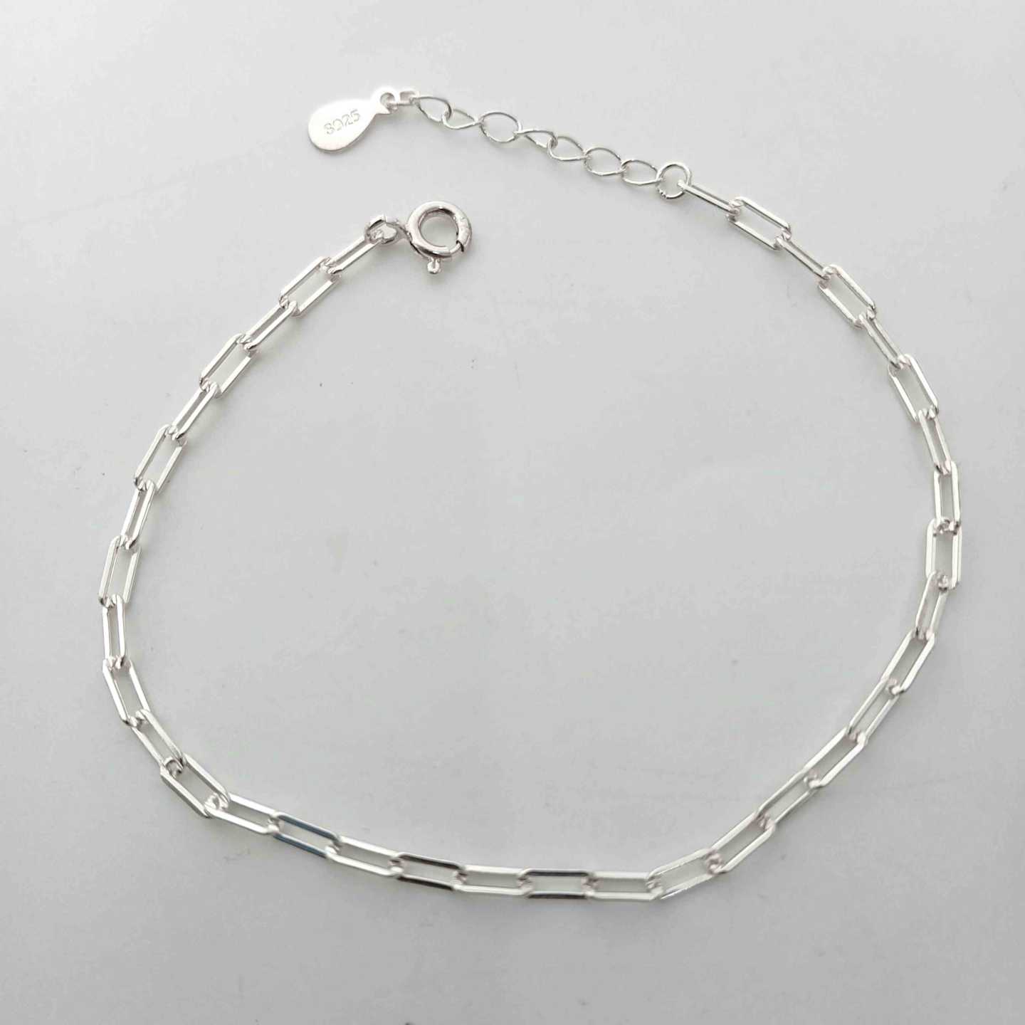 Pulsera Plata Cadena Rectangulo Lisa