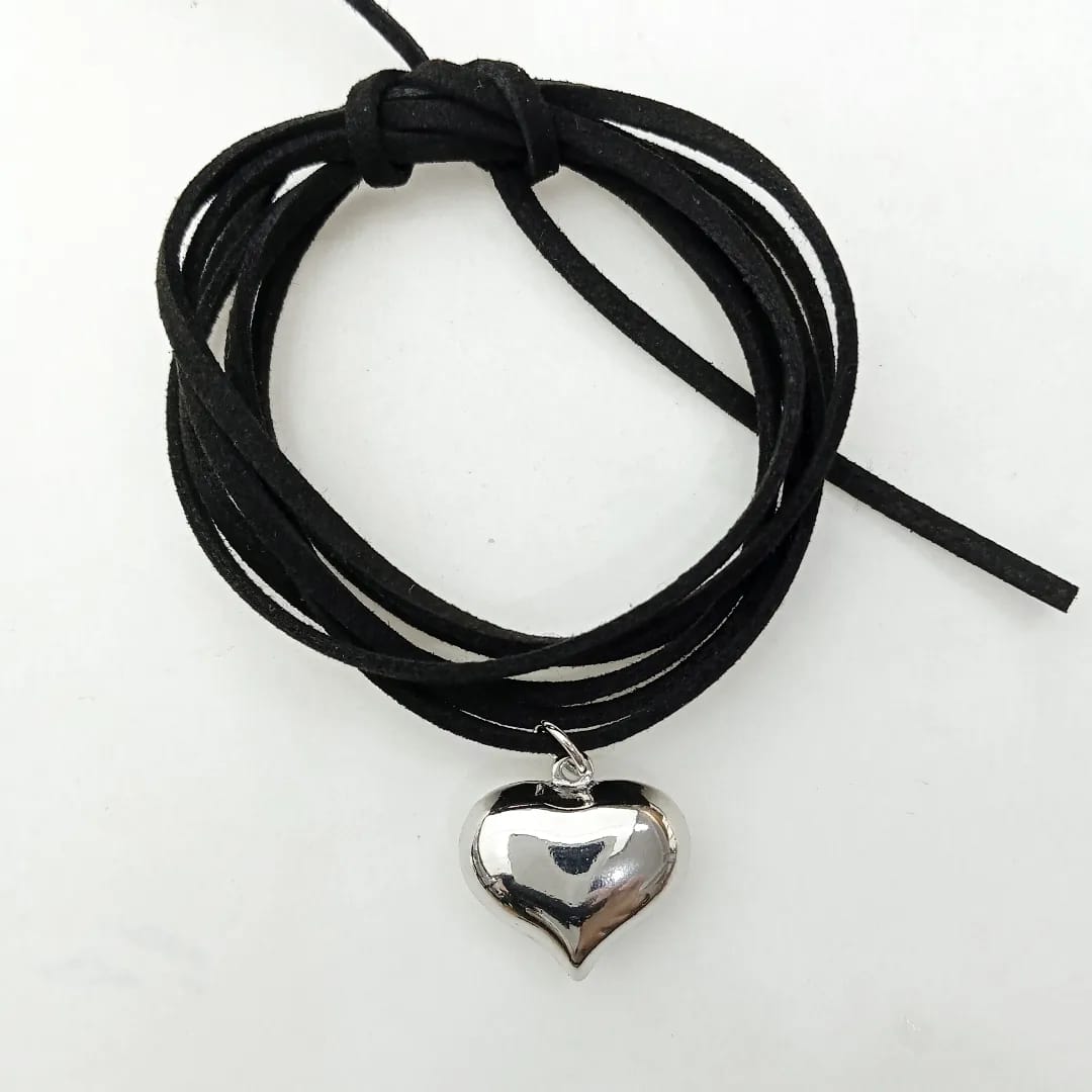 Choker Gamuza Colgante Dijes añado Oro 18K