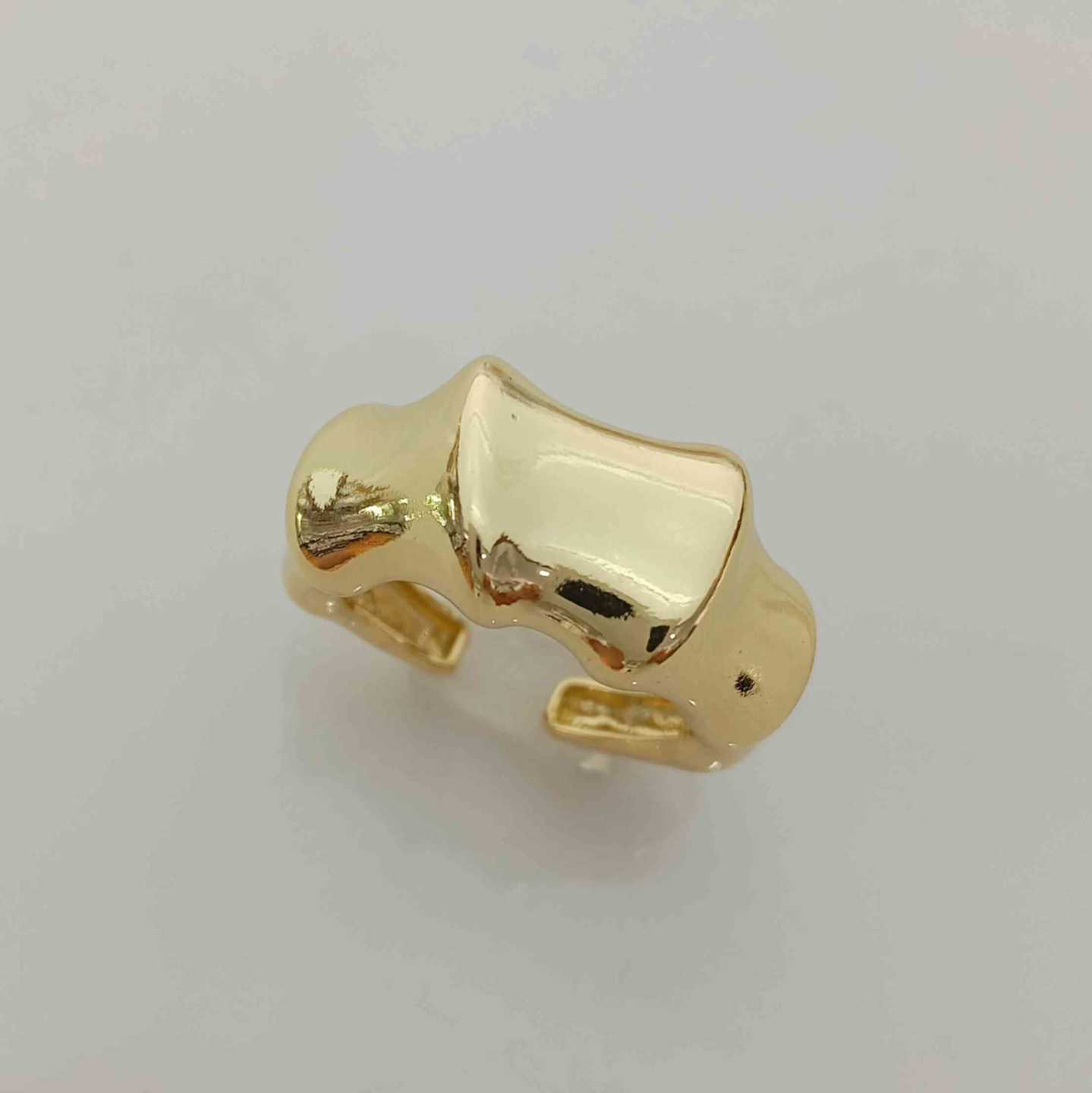 Anillo Bañado Oro Junta de Bambú Ajustable