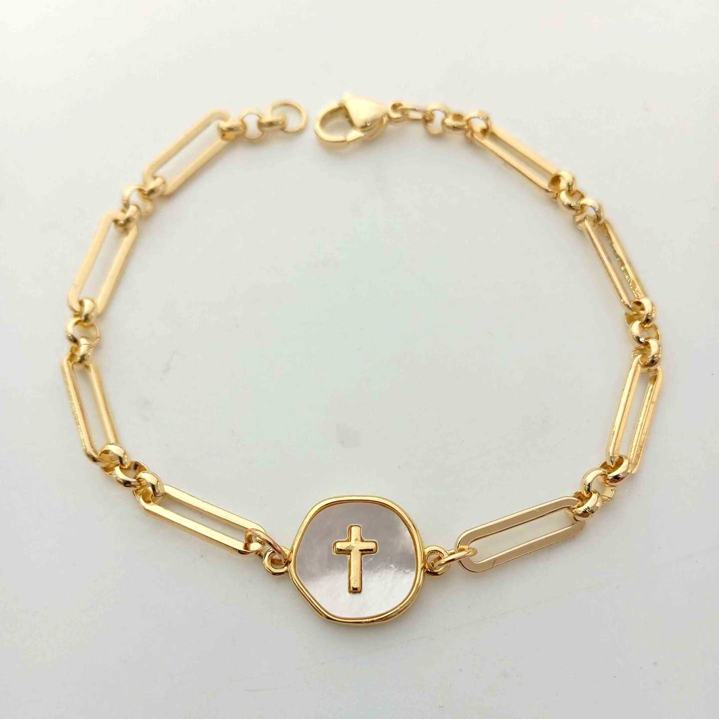 Pulsera Bañado Oro Cruz Nacal