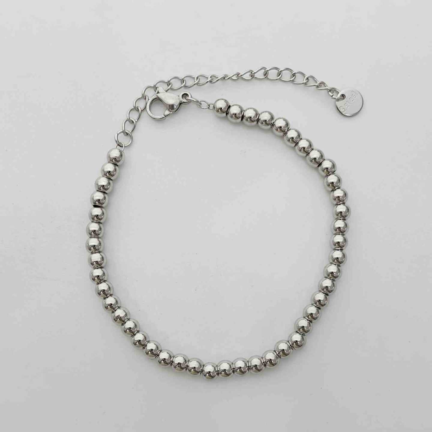 Pulsera Acero Plateado Pelotita Lisa