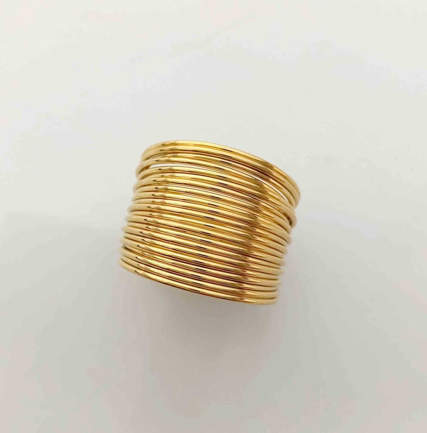 Anillo Acero inoxidable Dorado Alta Lineas Juntos