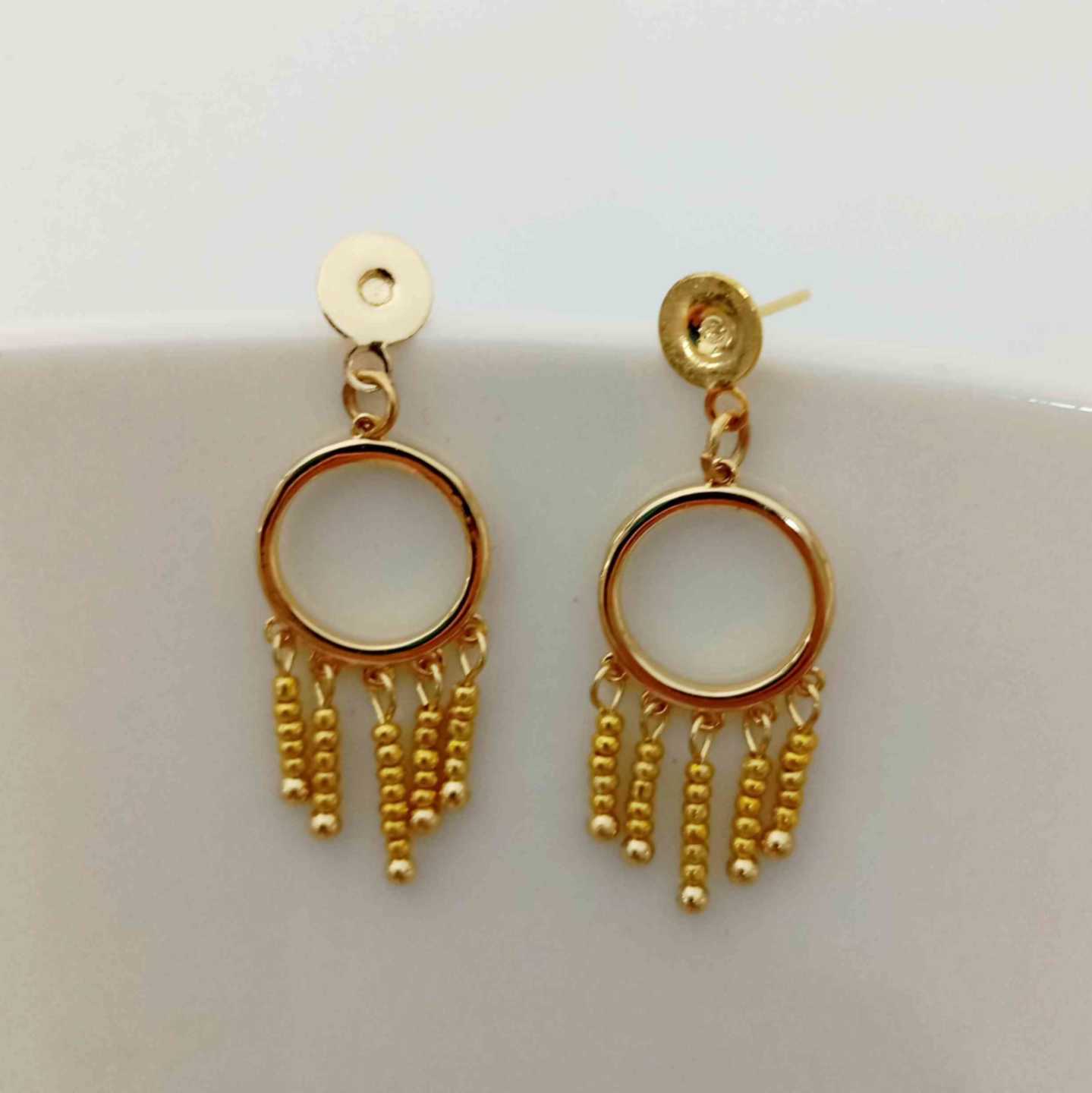 Aro Bañado Oro Colgante Piedras