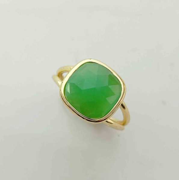 Anillo Bañado Oro Piedras Cuadrado