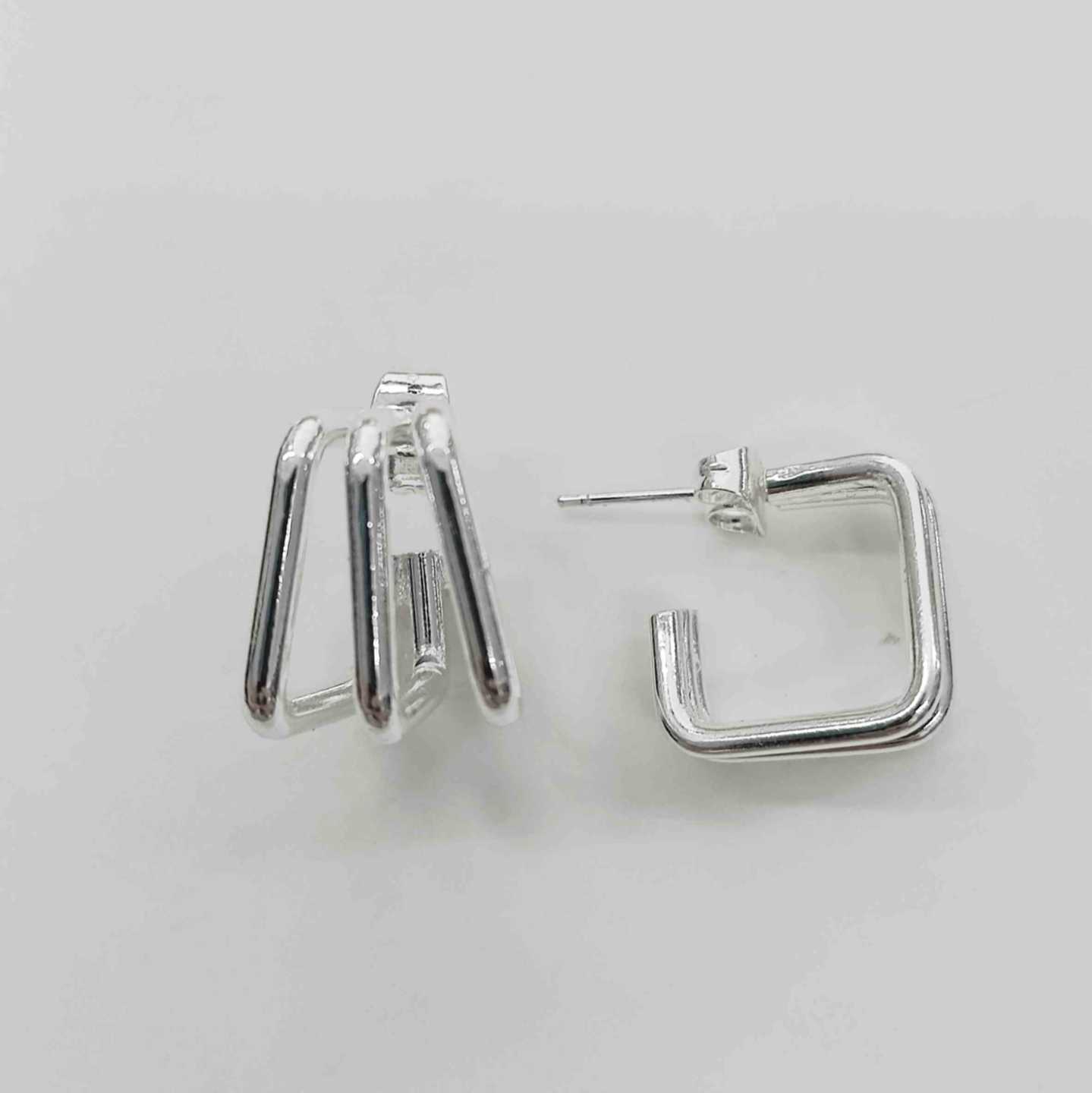 Aro Bañado en Plata 3 Lineas Cuadrada