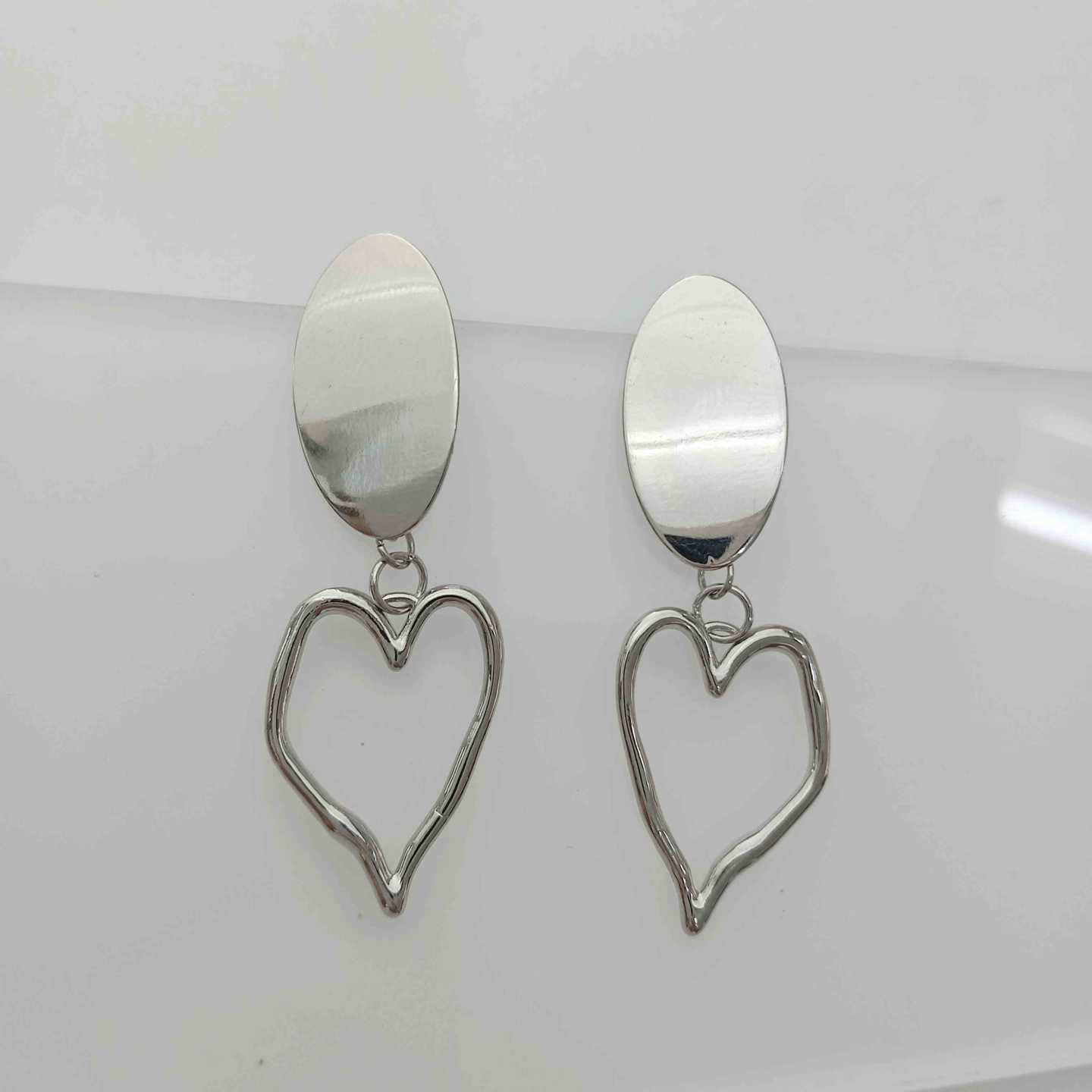Aro Bañado en Plata Colgante Corazon Hueco