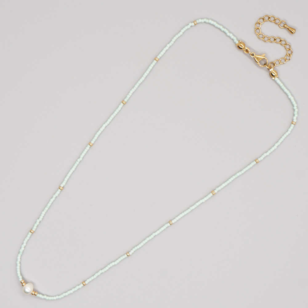 Collar Miyuki Verde Claro un Perla Rio