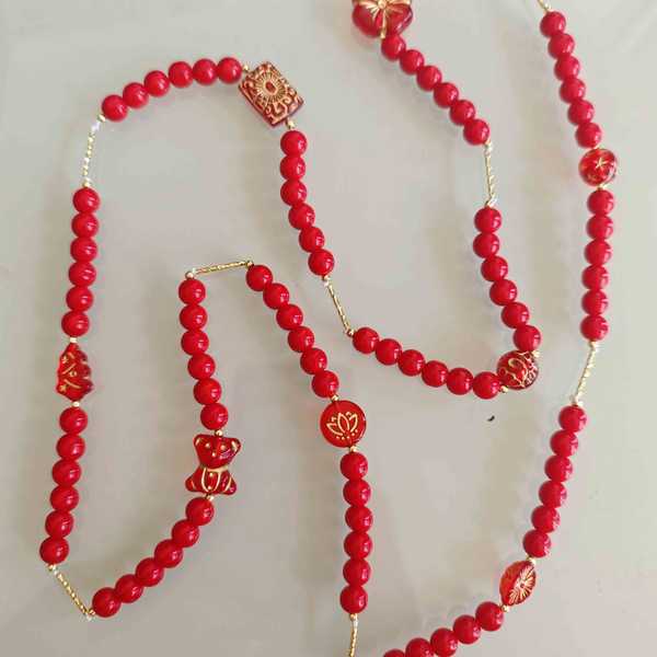 Collar Larga Bañado Oro Cristales