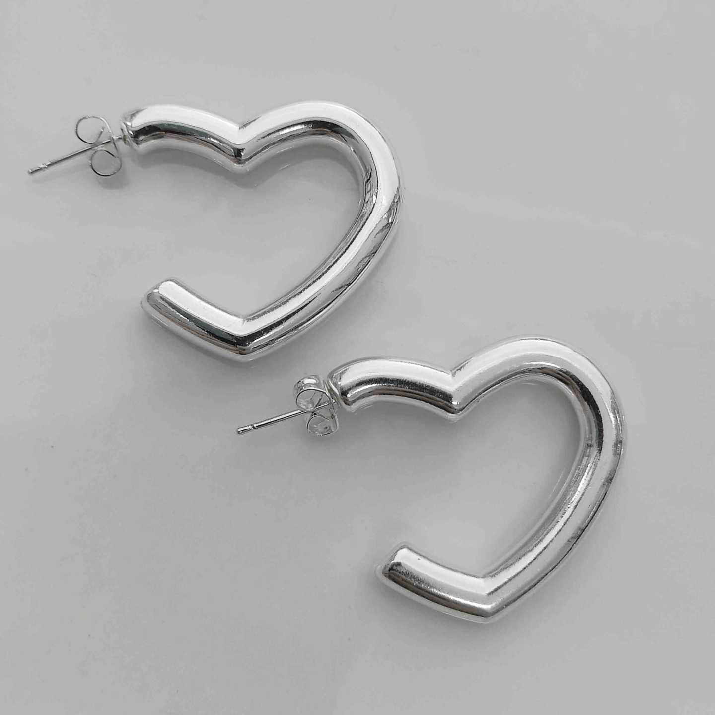 Aro Bañado en Plata Argolla Corazon 30mm