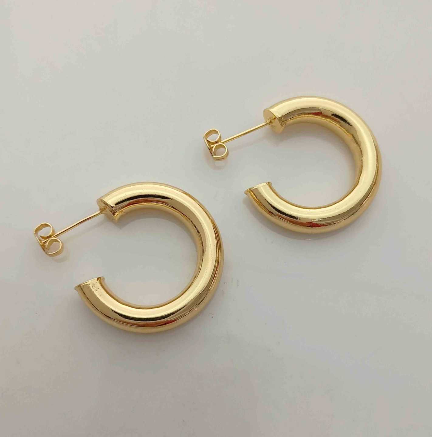 Aro Bañado Plata o Bañado En Oro Argolla Crueso Abre 25mm