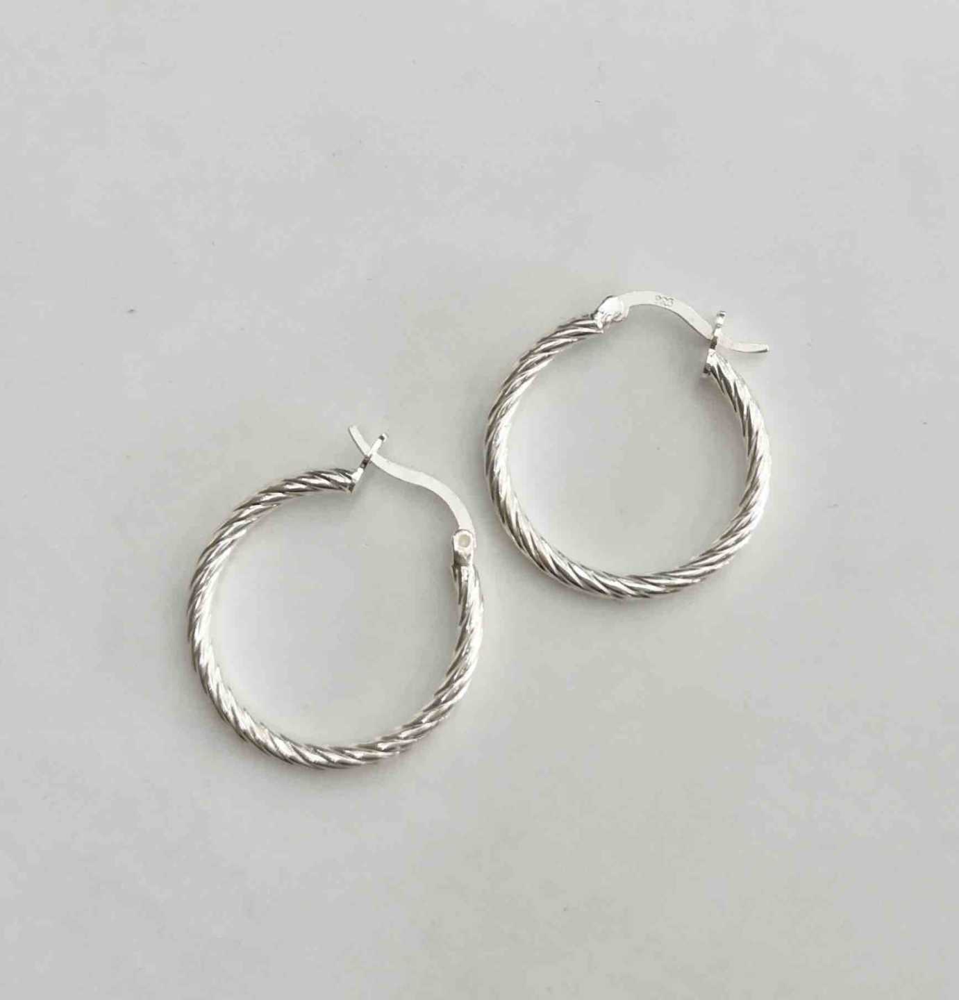 Aro Plata925 Argolla Trenzado Gruezo 25mm