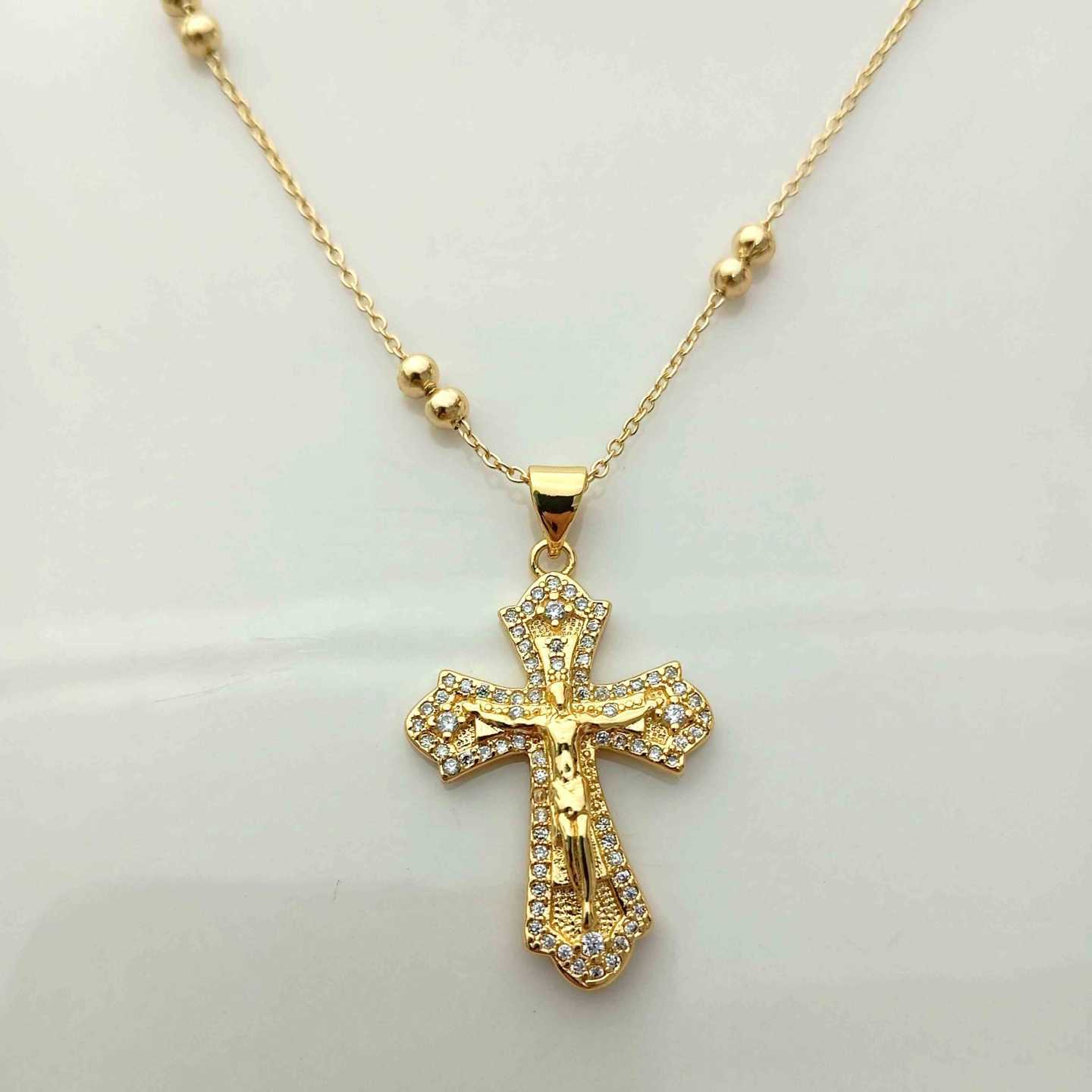 Collar Bañado Oro Cruz Circones 30x20mm