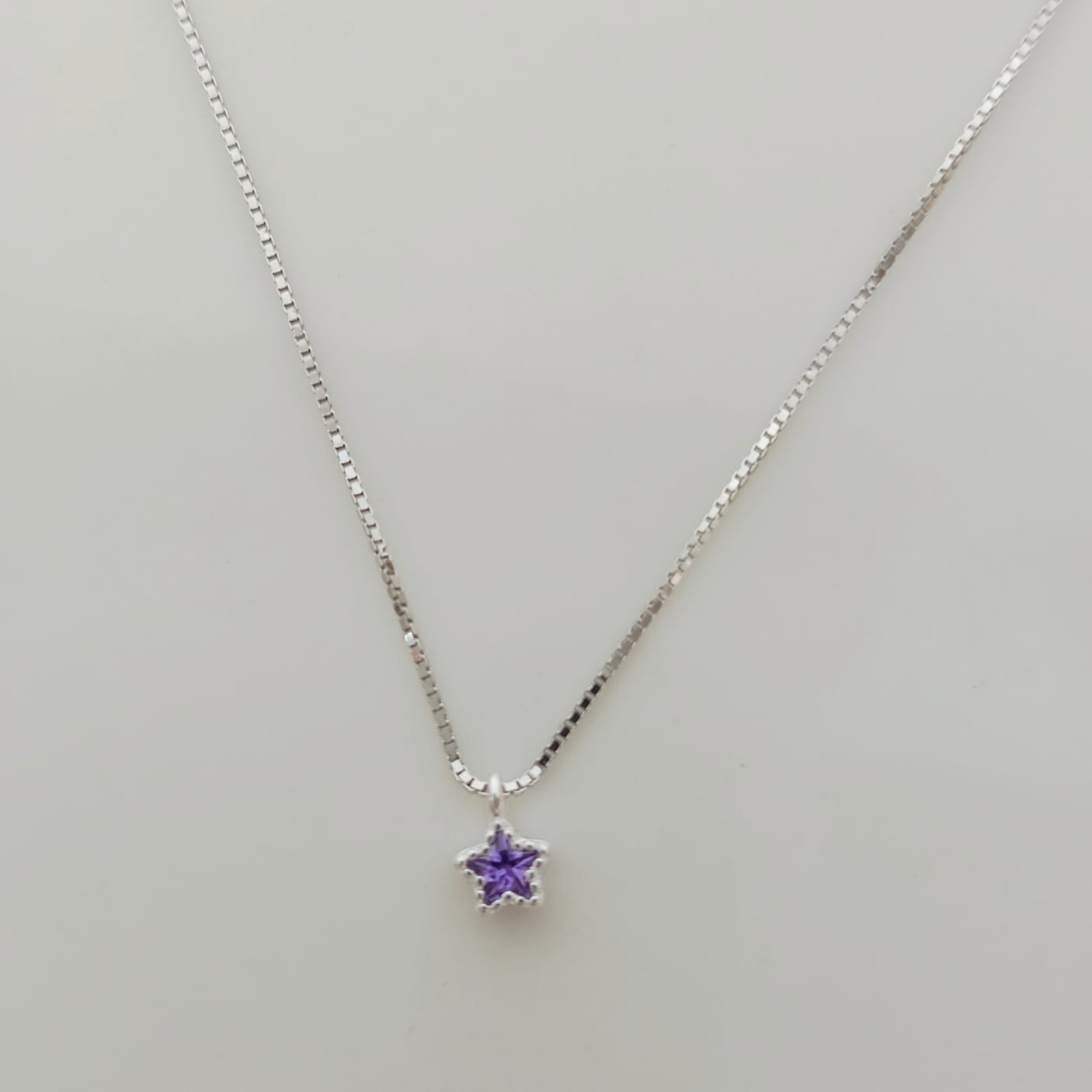 Collar Plata925 Estrella Mini Circon Colores