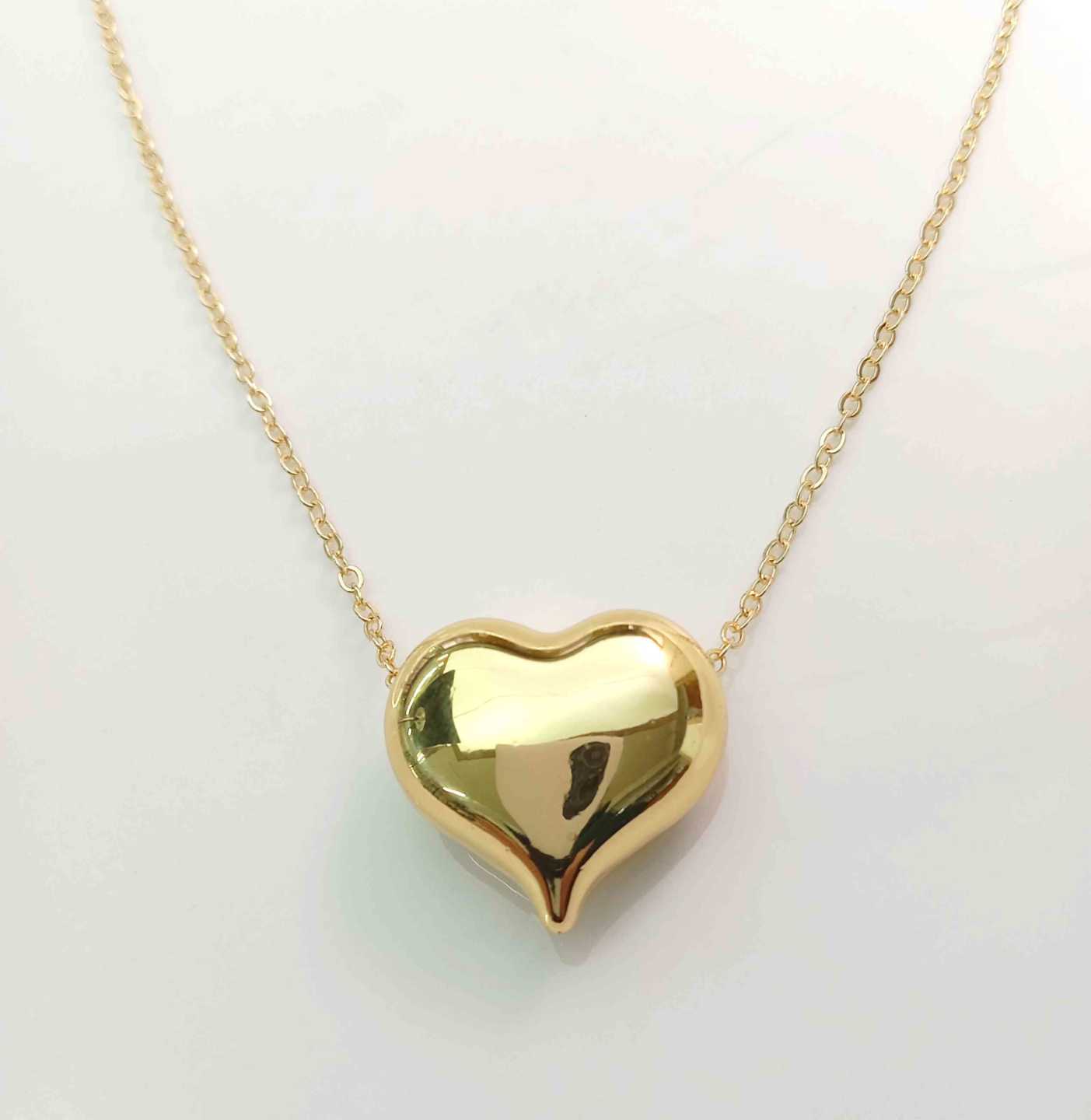 Collar Bañado Oro Corazon Grande 45cm