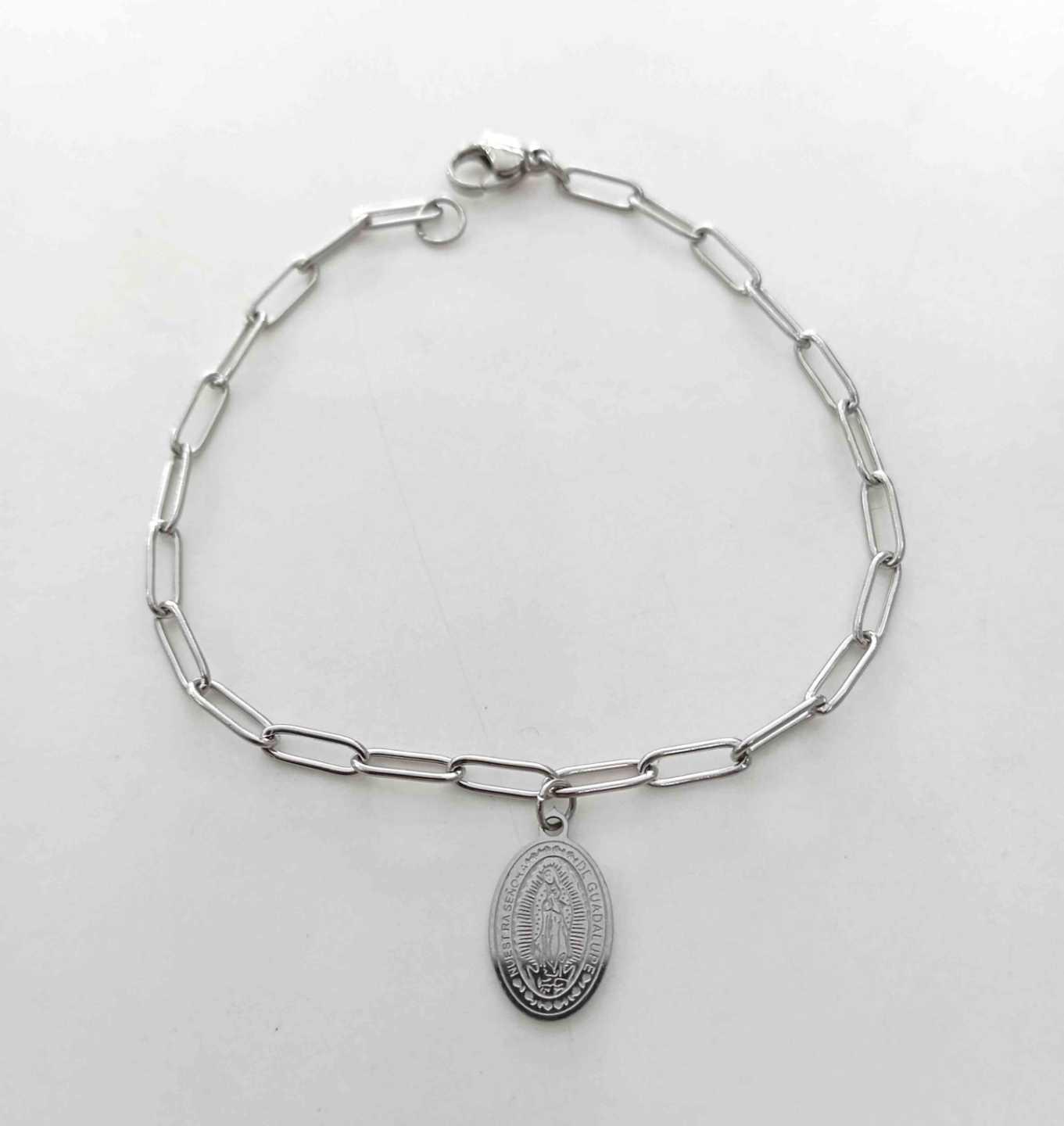 Pulsera Plateado Colgande Virgen