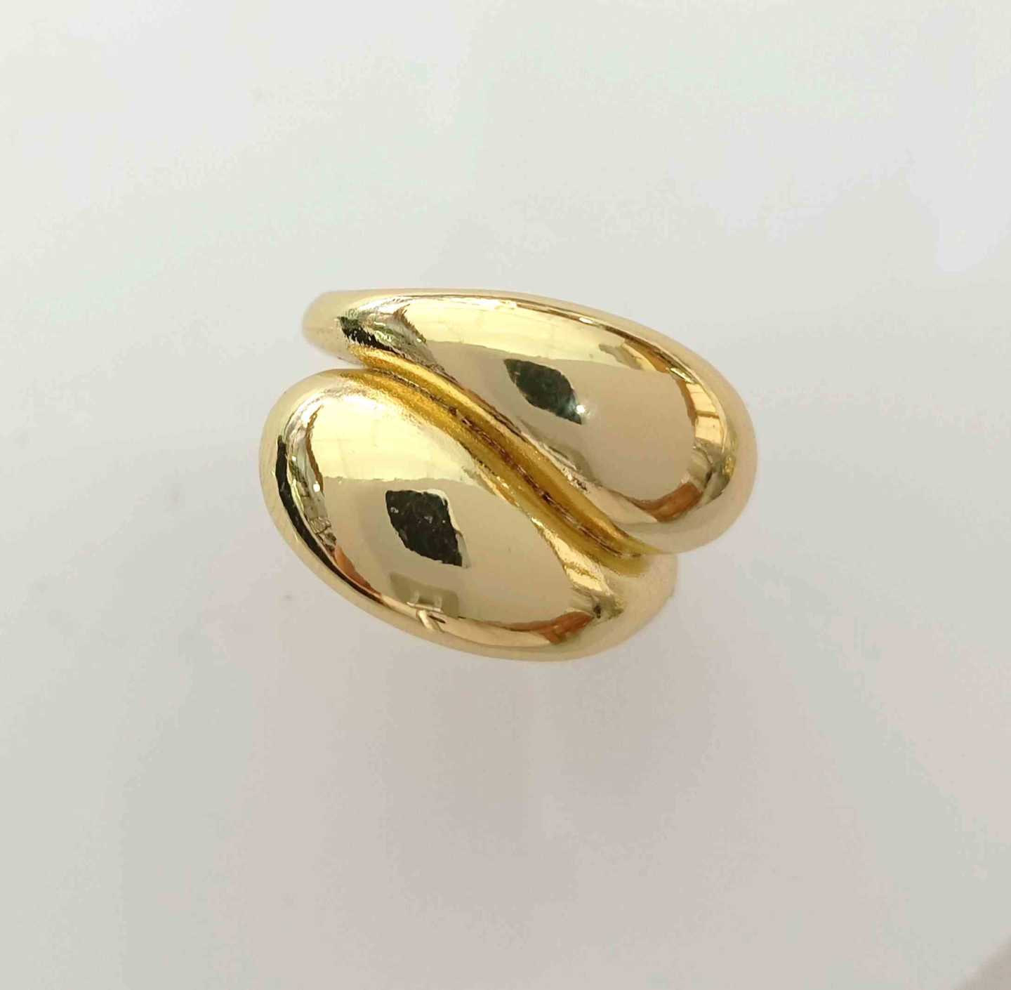 Anillo Bañado En Oro 2 Gota Juntos Ajustable