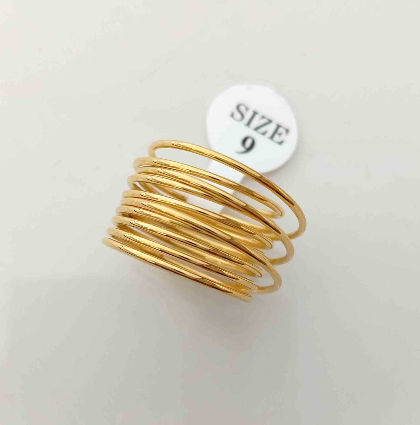 Anillo Acero inoxidable Dorado Alta Lineas Juntos 3 Lineas Bulto