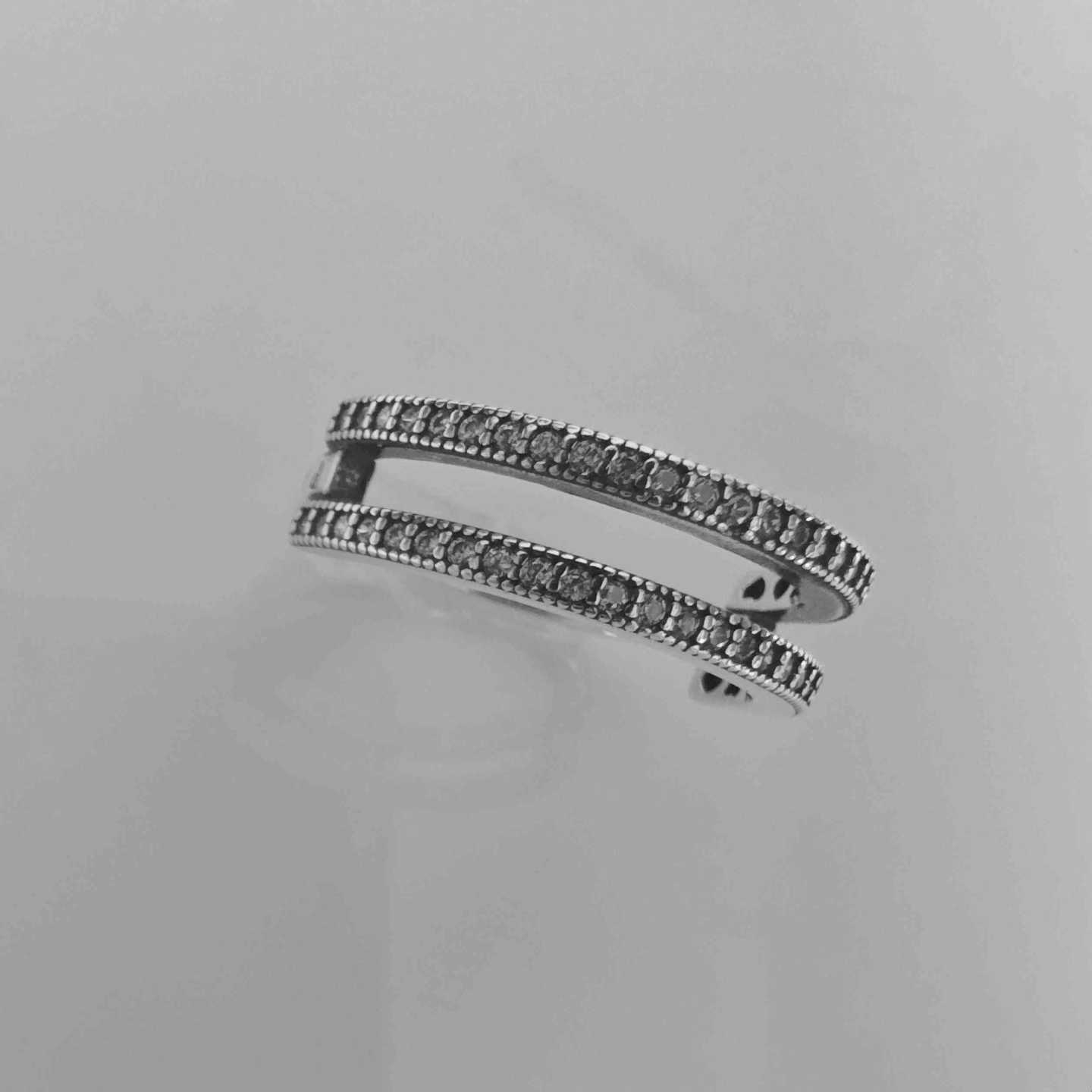Anillo Plata925 2 Lineas Circones