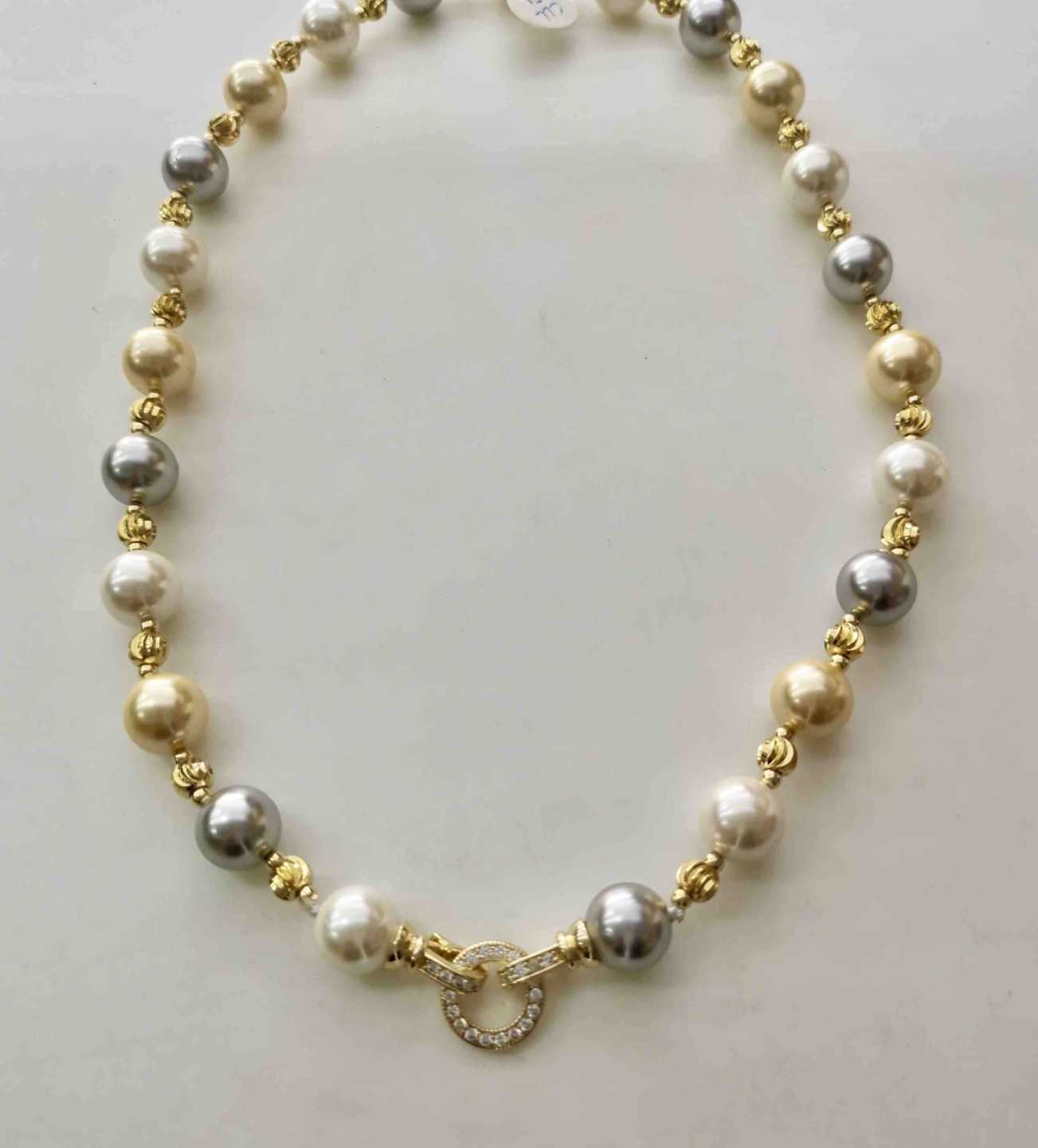Collar Dorado Perla Mallorca Broche Baño Oro