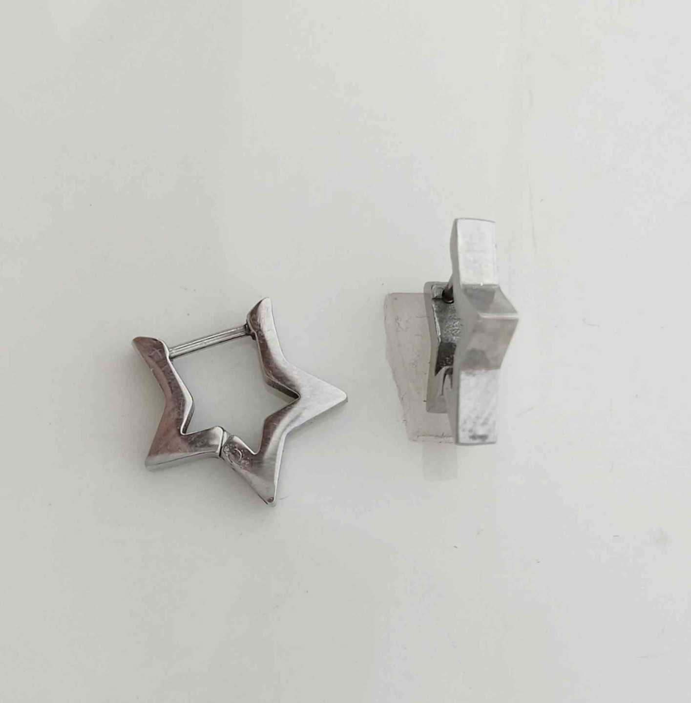 Aro Argolla Acero Inoxitable Plateado Estrella 3.0/16mm