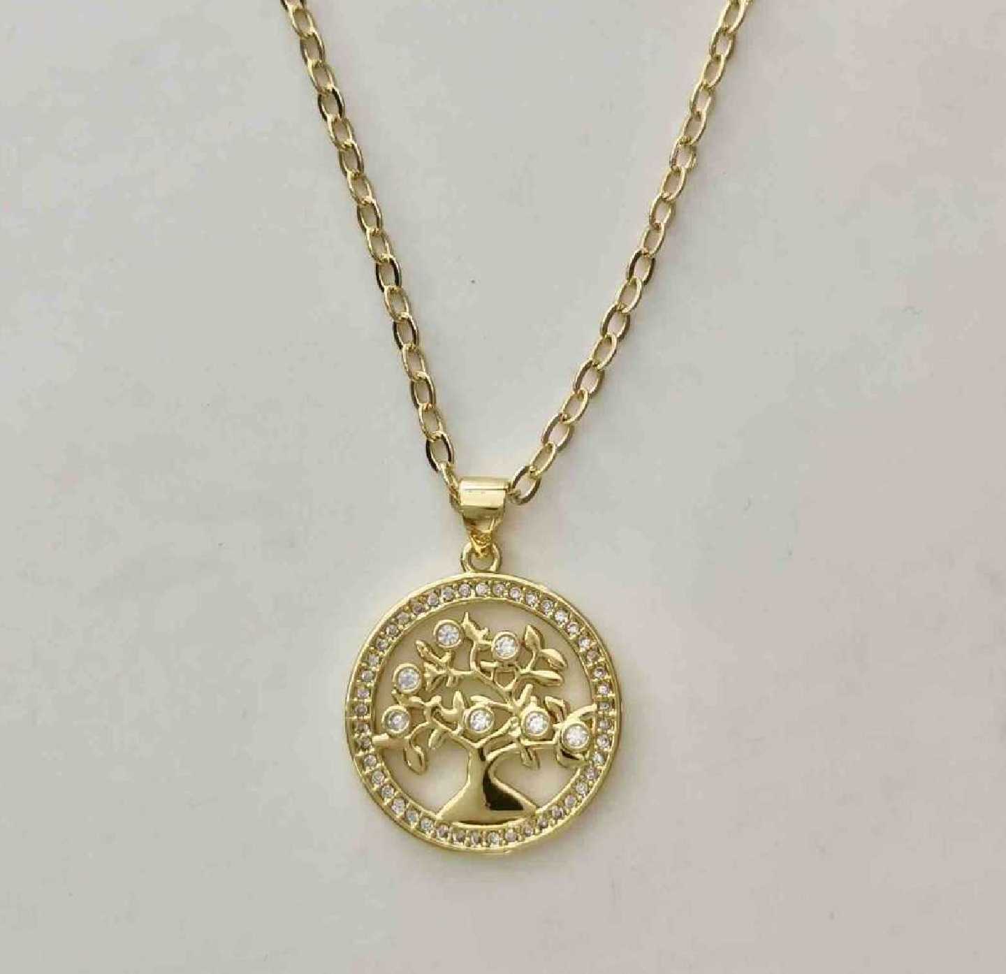 Collar Bañado Oro Arbol Circones