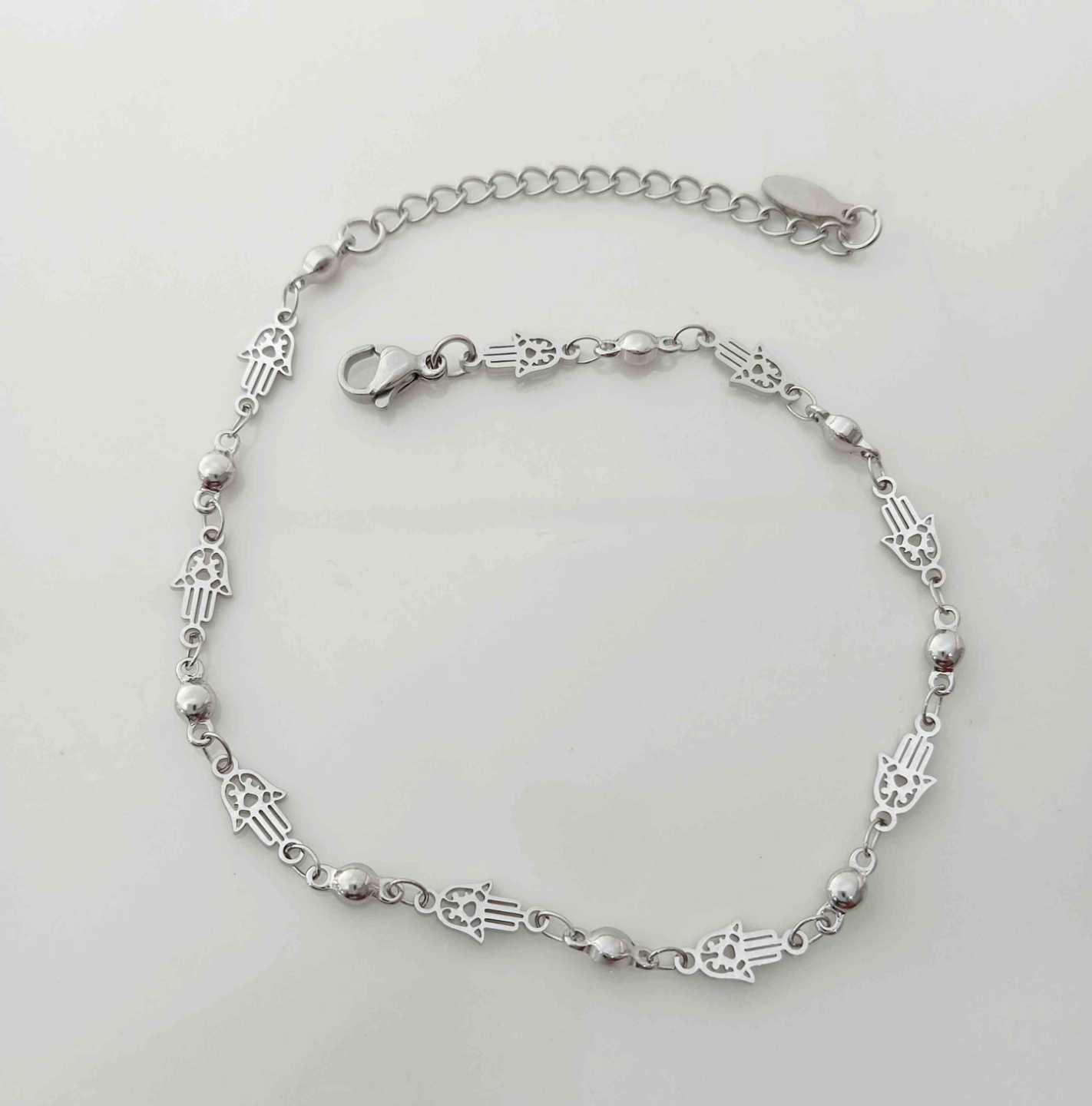 Tobillera Plateado Manito y Pelotita