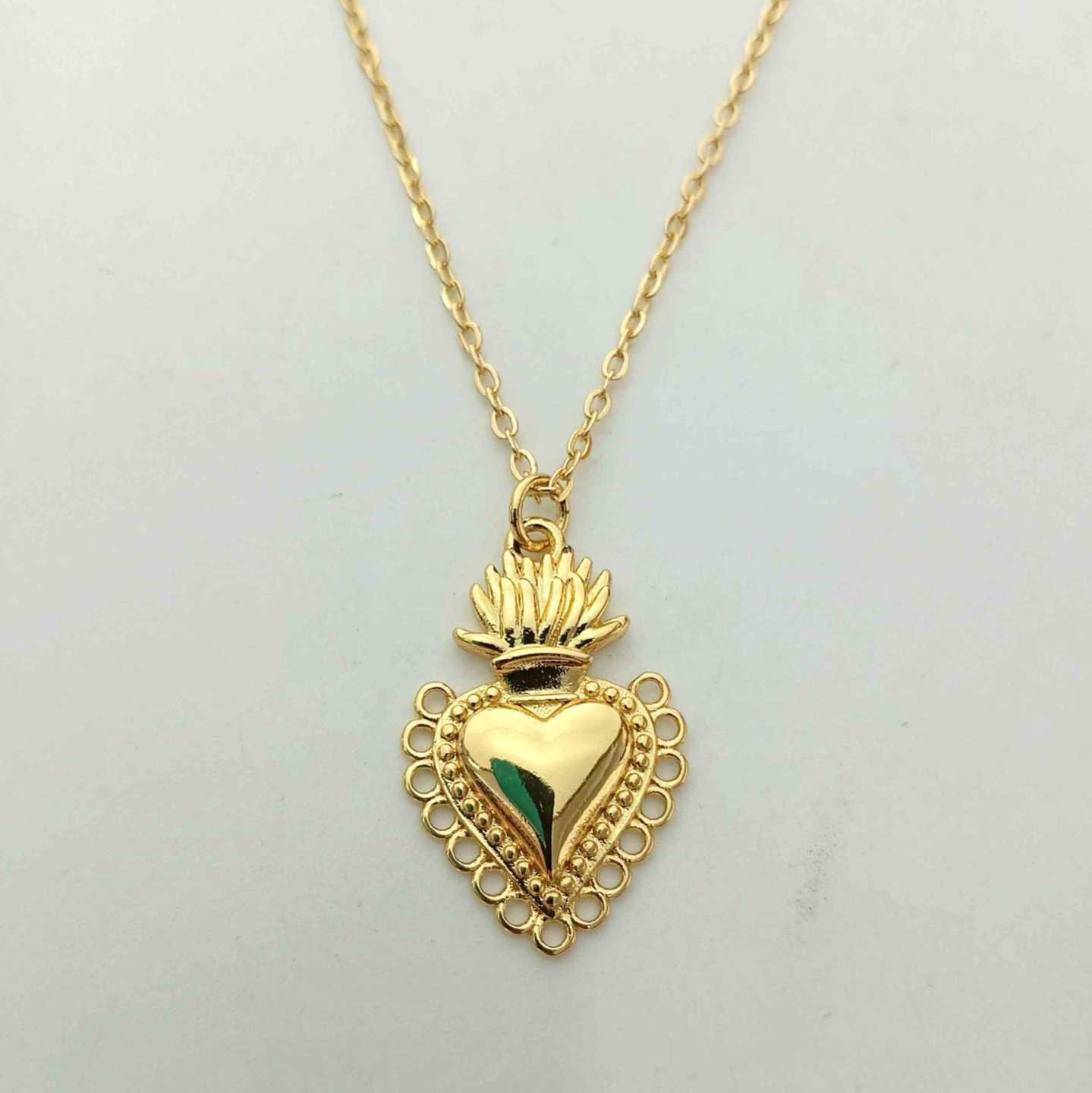 Collar Bañado Oro Colgante Corazon Détente