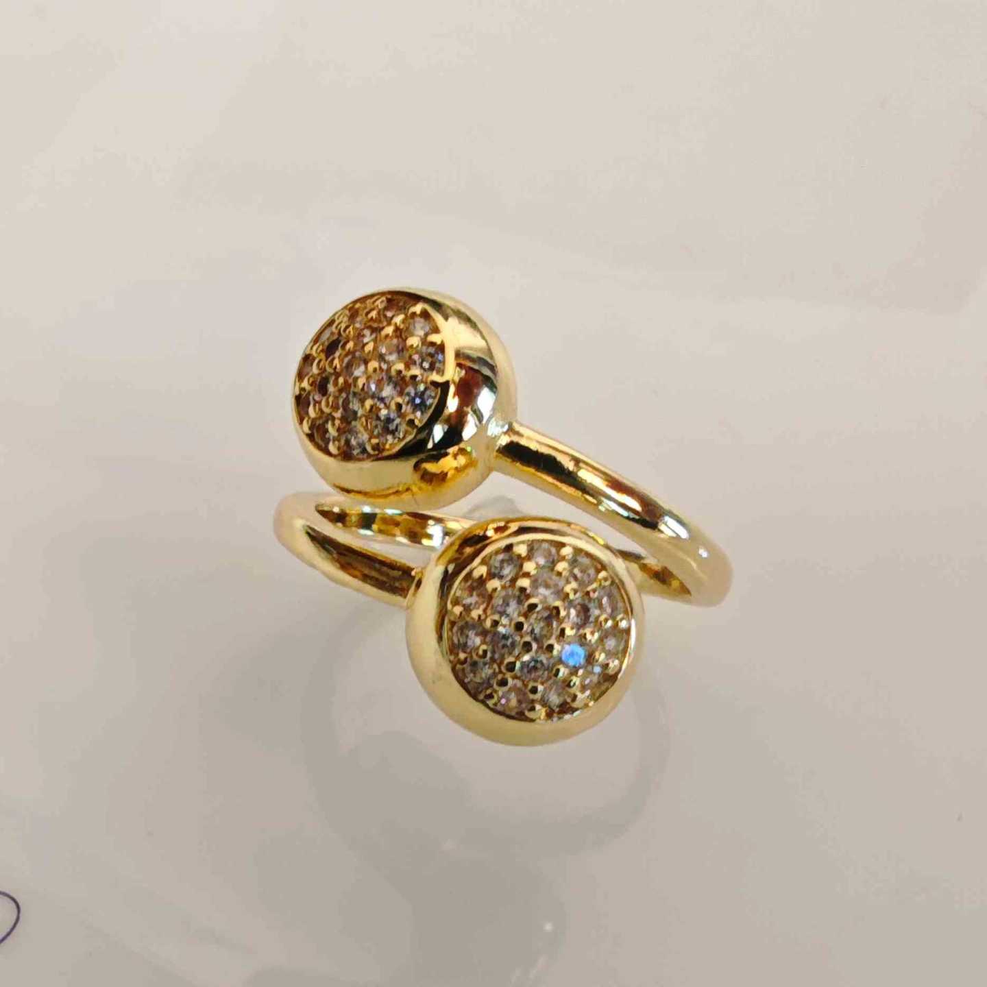 Anillo Bañado Oro 2 Pelotitas Circones Ajustable