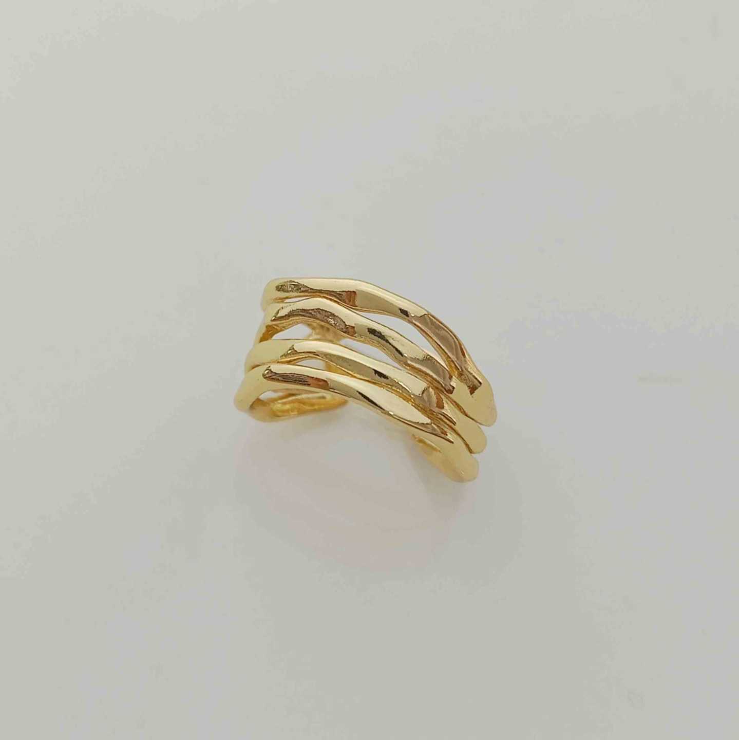 Anillo Bañado Oro 4 Lineas Irrgular Ajustable
