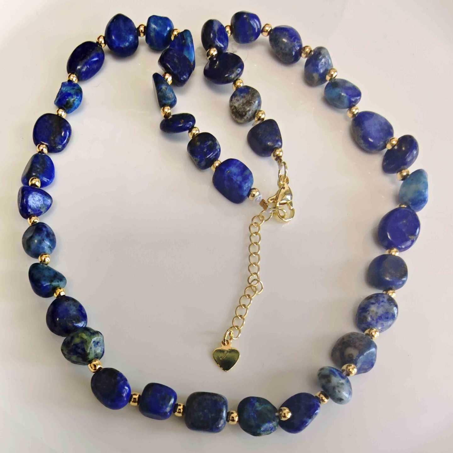Collar Bañado en Oro 18k Piedras Naturales Lapizlázuli Barrocas Azul Real
