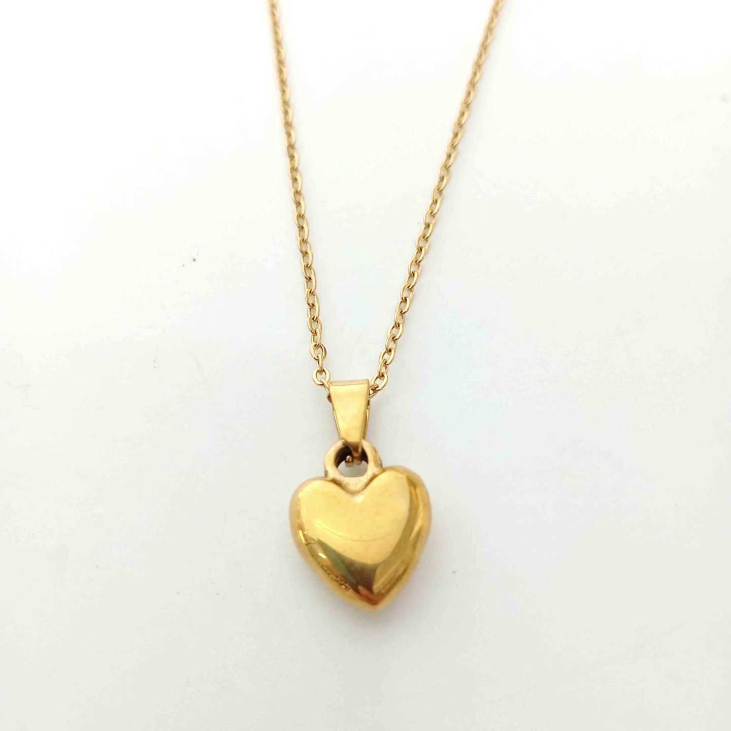 Collar Plateado o Dorado Corazon Liso Chica 13x11mm