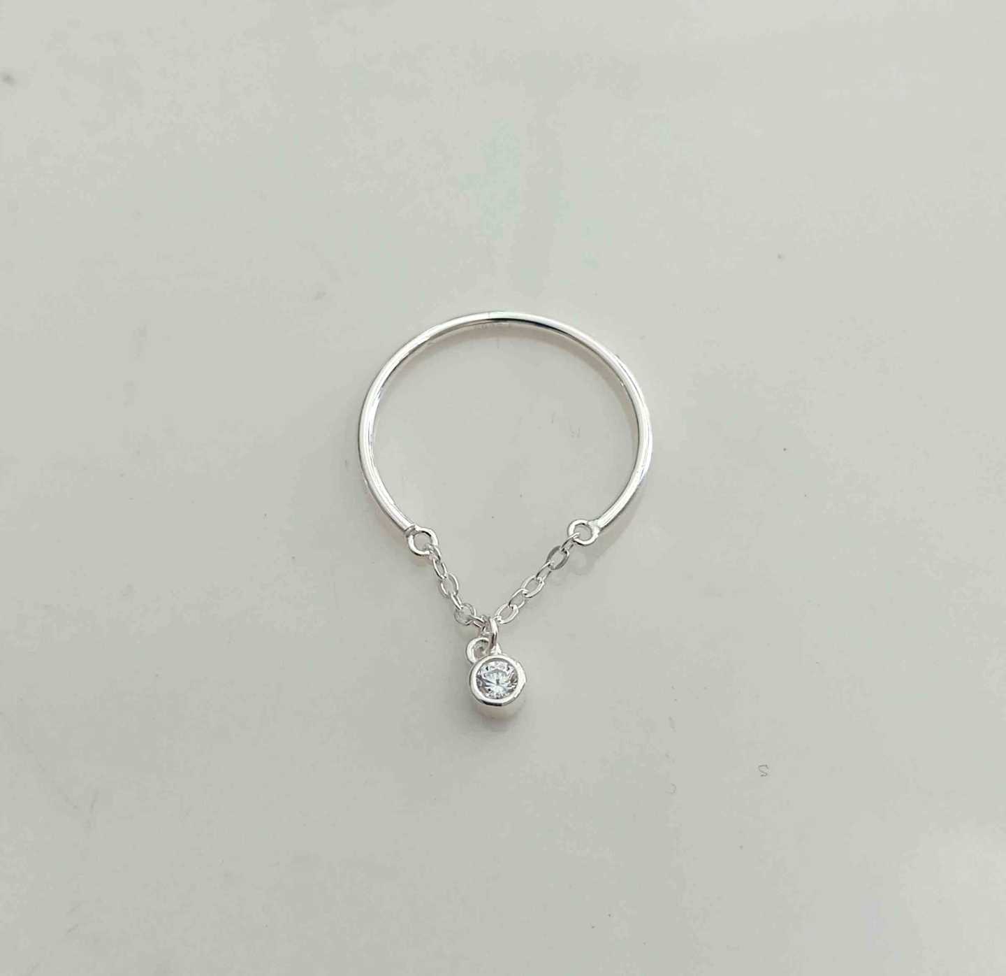 Anillo Plata925 Ajustable Cadena Colgande pun luz