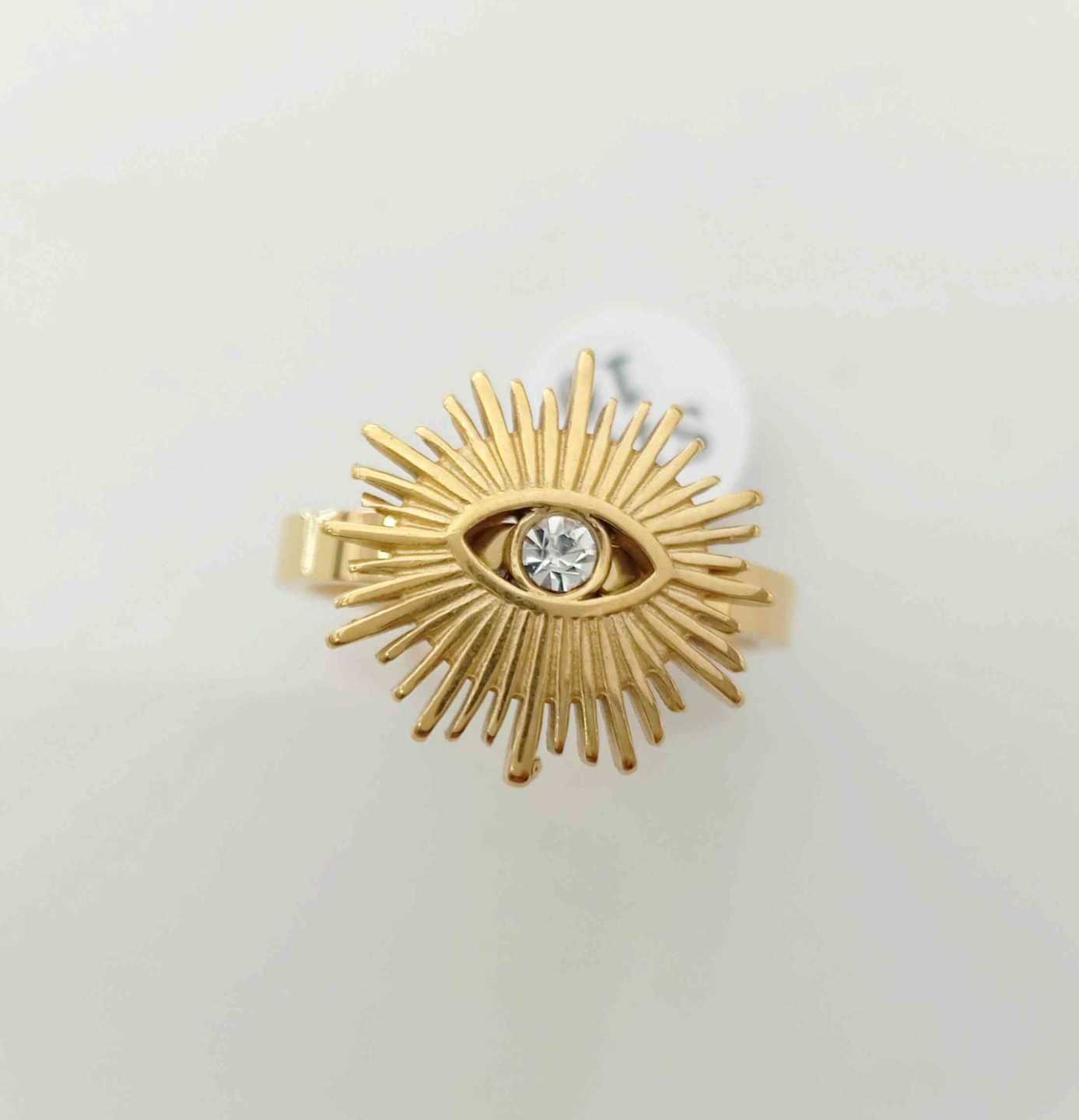 Anillo Dorado Ojo Turco Sol