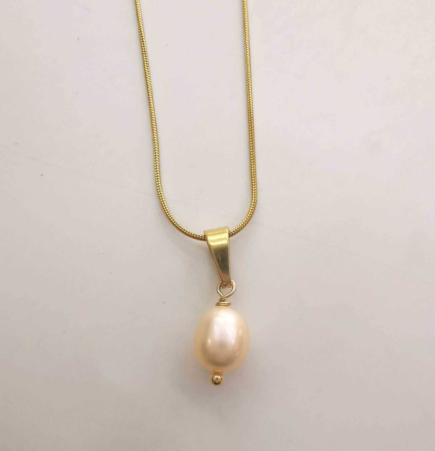 Collar Dorado Colgante Perla Rio