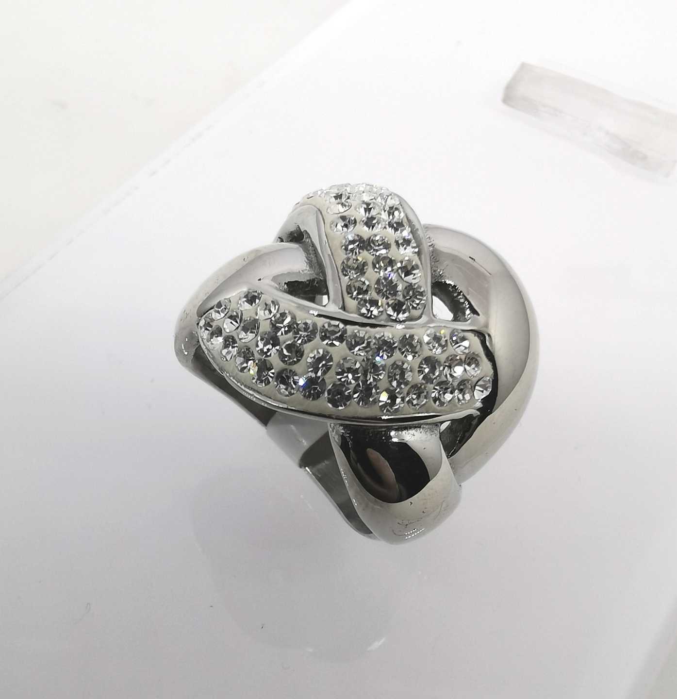 Anillo Acero inoxidable Plateado Cruzado Circones
