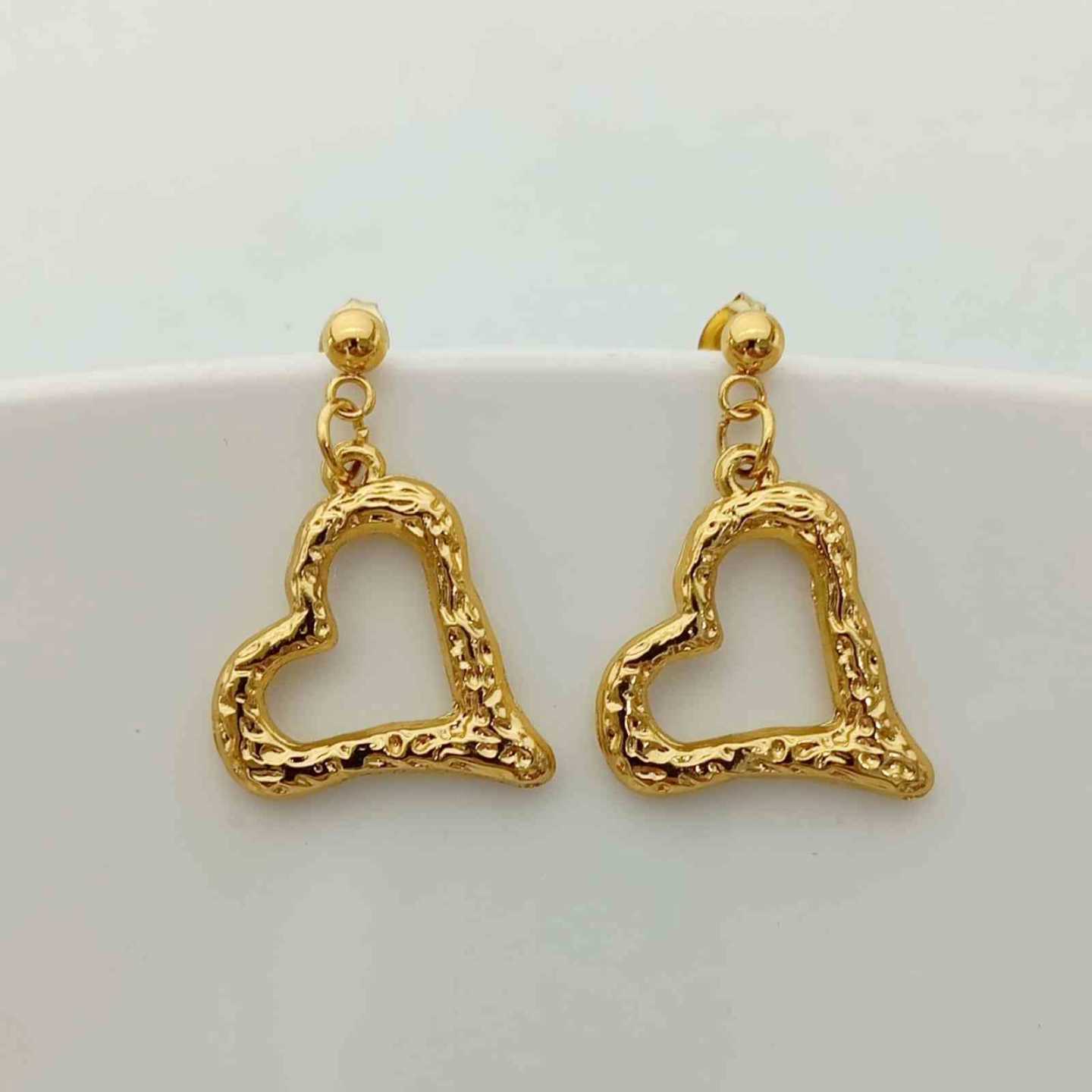 Aro Acero Quirurgico Dorado Colgante Corazon Hueco