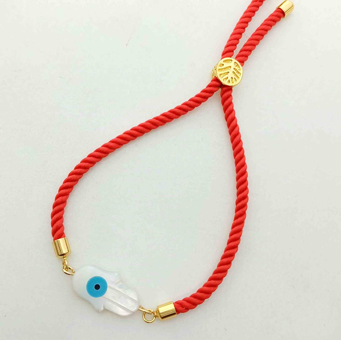 Pulsera Hilo Rojo Ajustable Mano Fatima Nacar