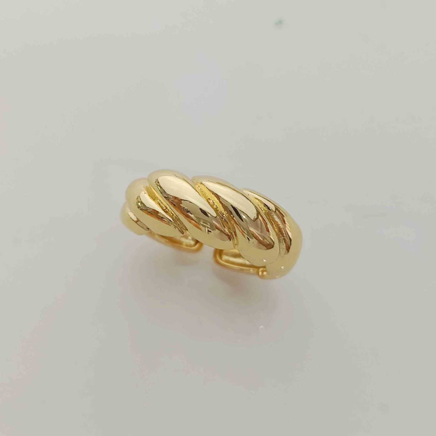 Anillo Bañado Oro Tela Asargada Medio Alto Ajustable