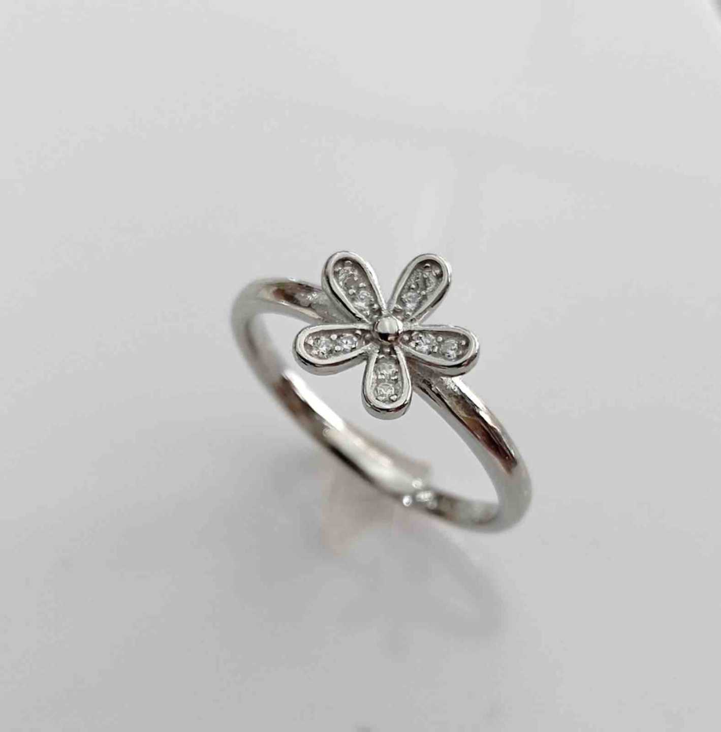 Anillo Plata925 Solitario Flor Plano Circones