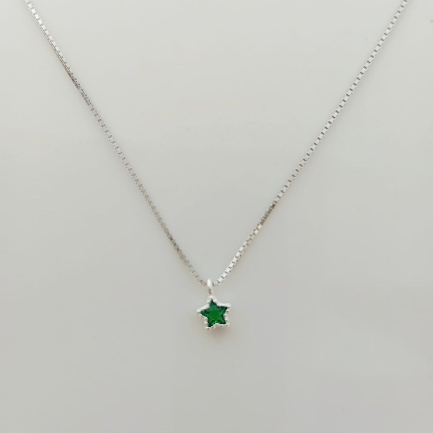 Collar Plata925 Estrella Mini Circon Colores