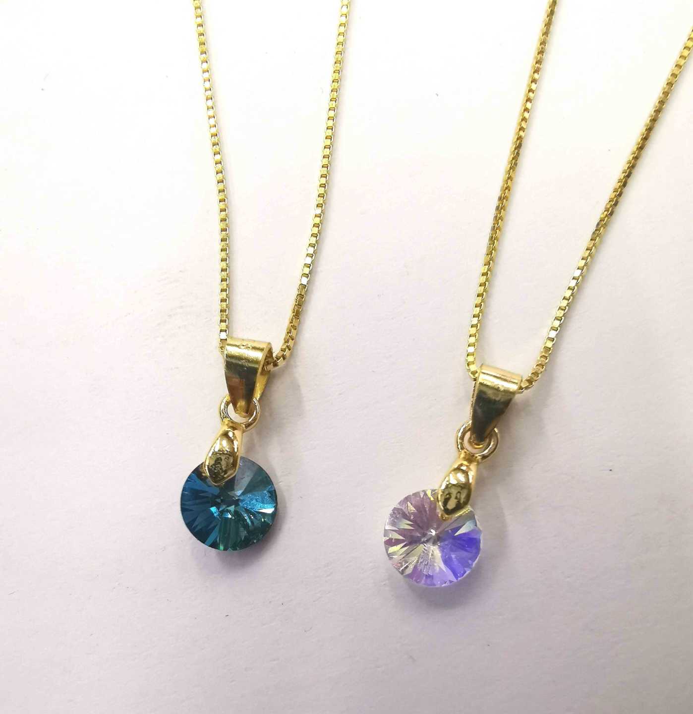 Collar Plata925 Bañado Oro 18k Punto Luz Cristal 6mm