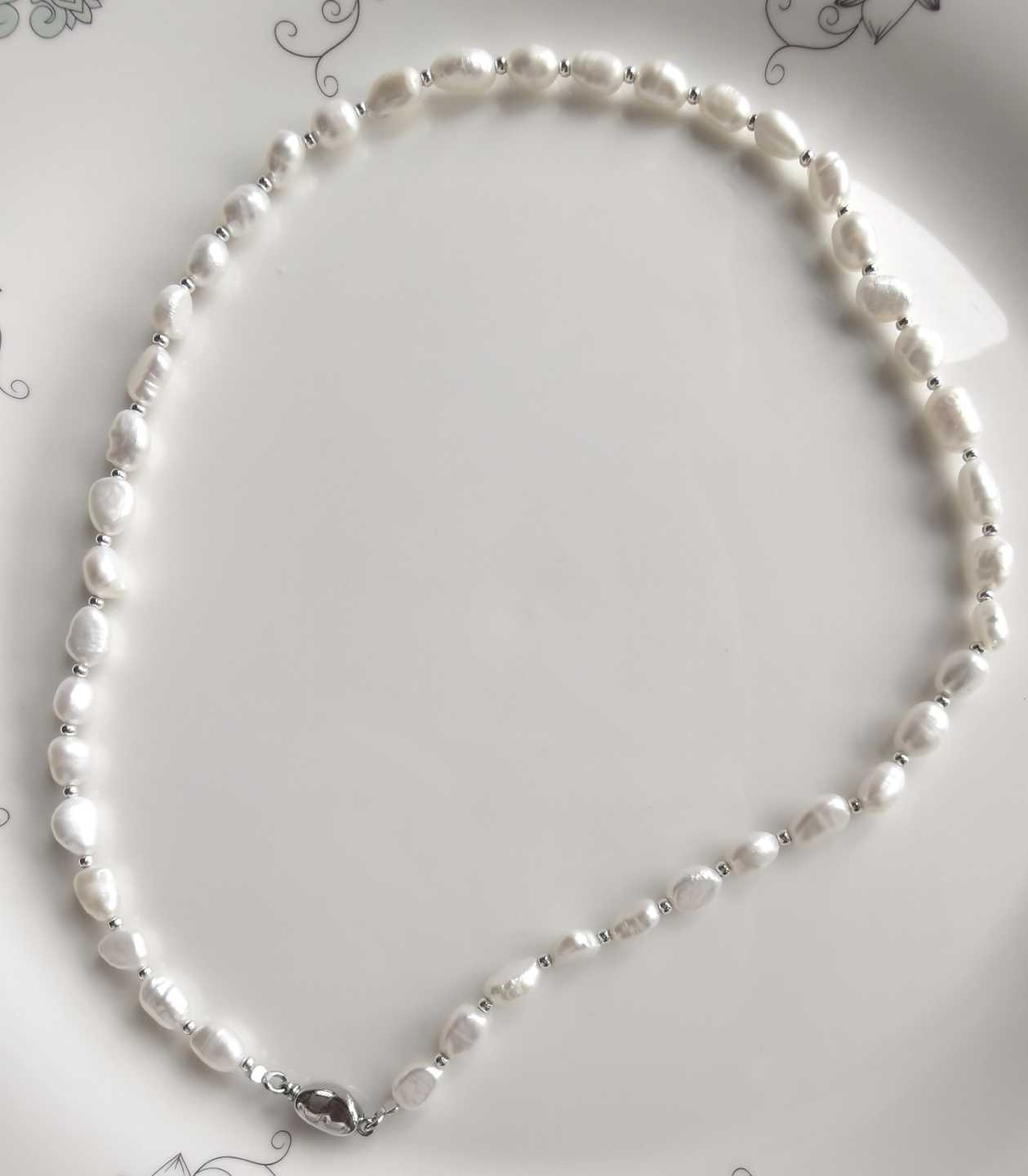 Collar Plata Perla Rio Irregular