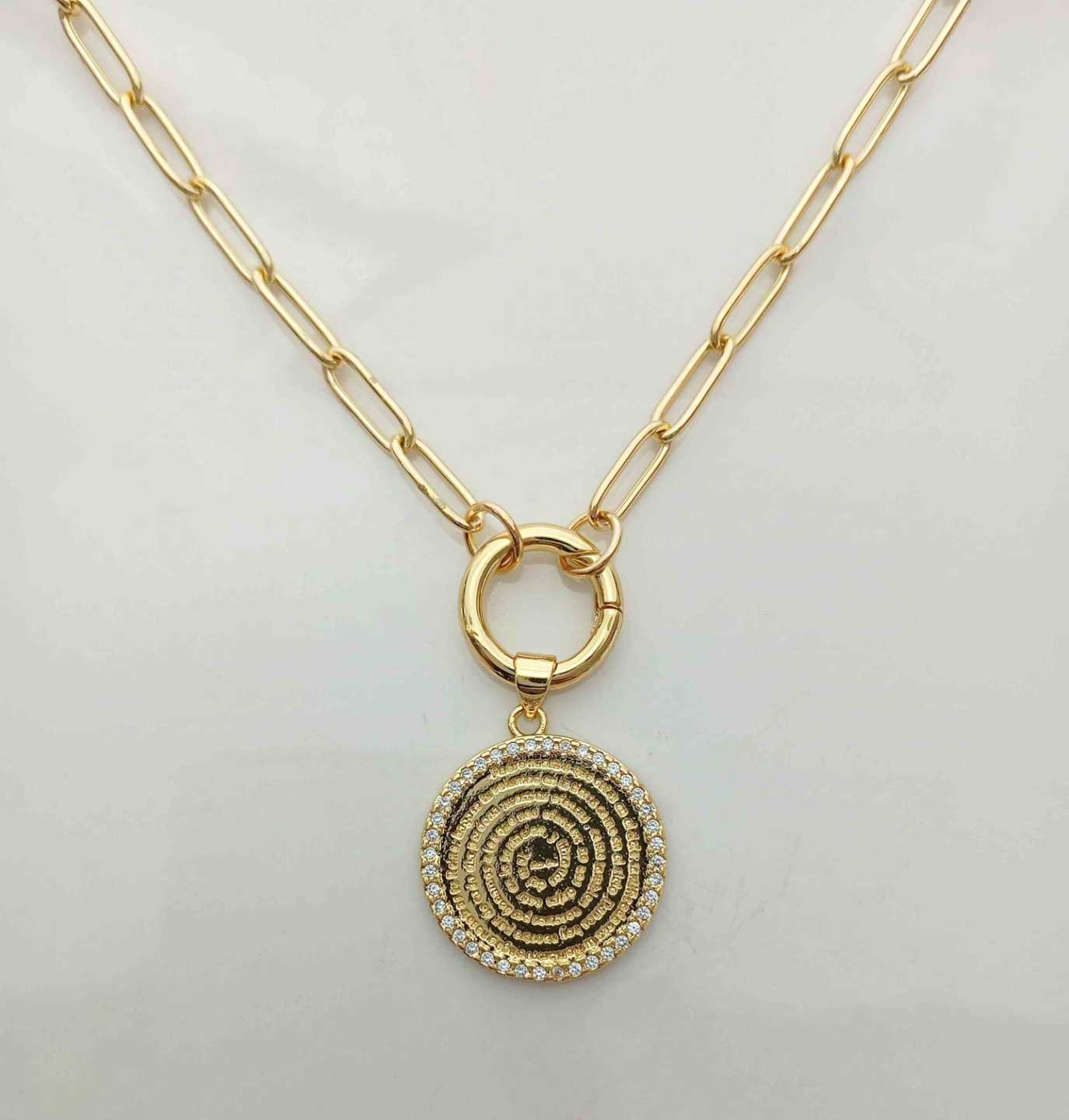 Collar Bañado En Oro Colgante Padre Nuestro Circones