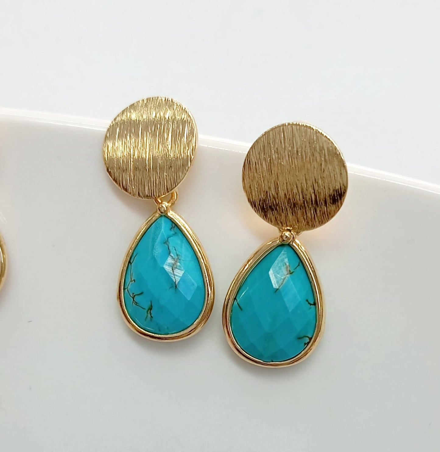 Aro Bañado en Oro 18K Colgante Piedras Lapizlazuli Forma Cota