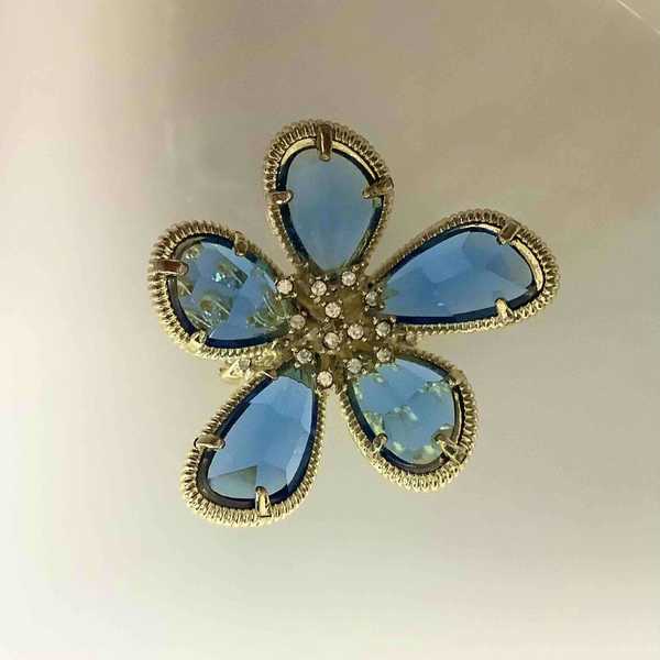 Anillo Fantacia Bañado en Oro Flor Cristal Colores Grande Ajustable