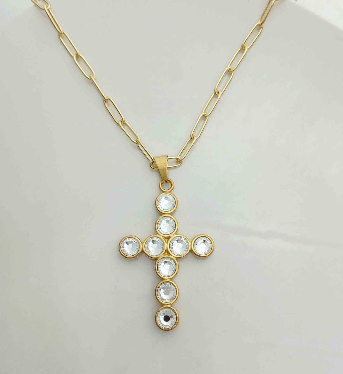 Collar Dorado Cruz Circones Grande