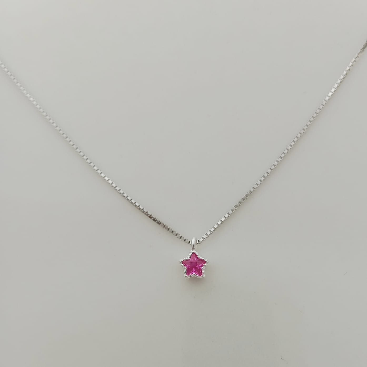 Collar Plata925 Estrella Mini Circon Colores